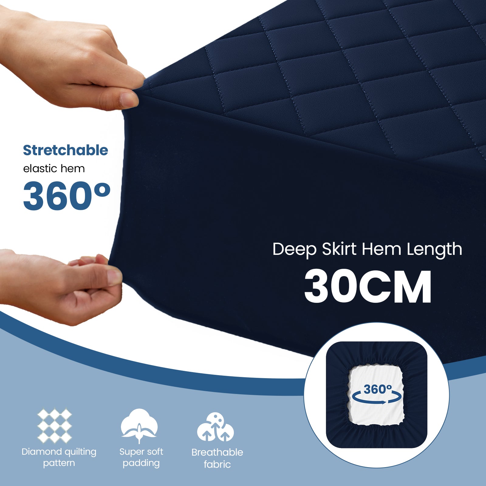 Waterproof Quilted Mattress Protector with Deep Pocket and Elastic Fit
