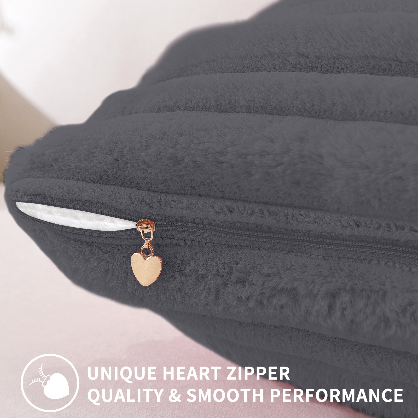 Ystyle Set of 2 Velvet Cushion Cover 50 x 50, Super Soft Striped Cushion Covers, Decoration Cushion Covers with Heart-Shaped Zipper, for Sofa Chair Bed Living Room