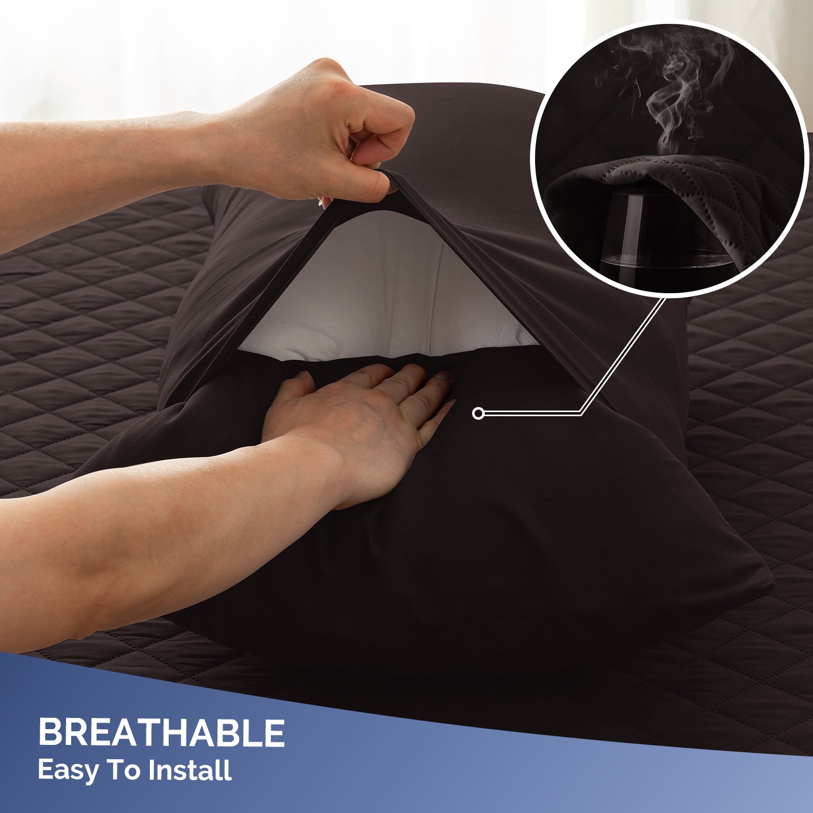 YSTYLE 2 Waterproof Pillowcases 50x80cm Breathable Anti Mite-YSTYLE