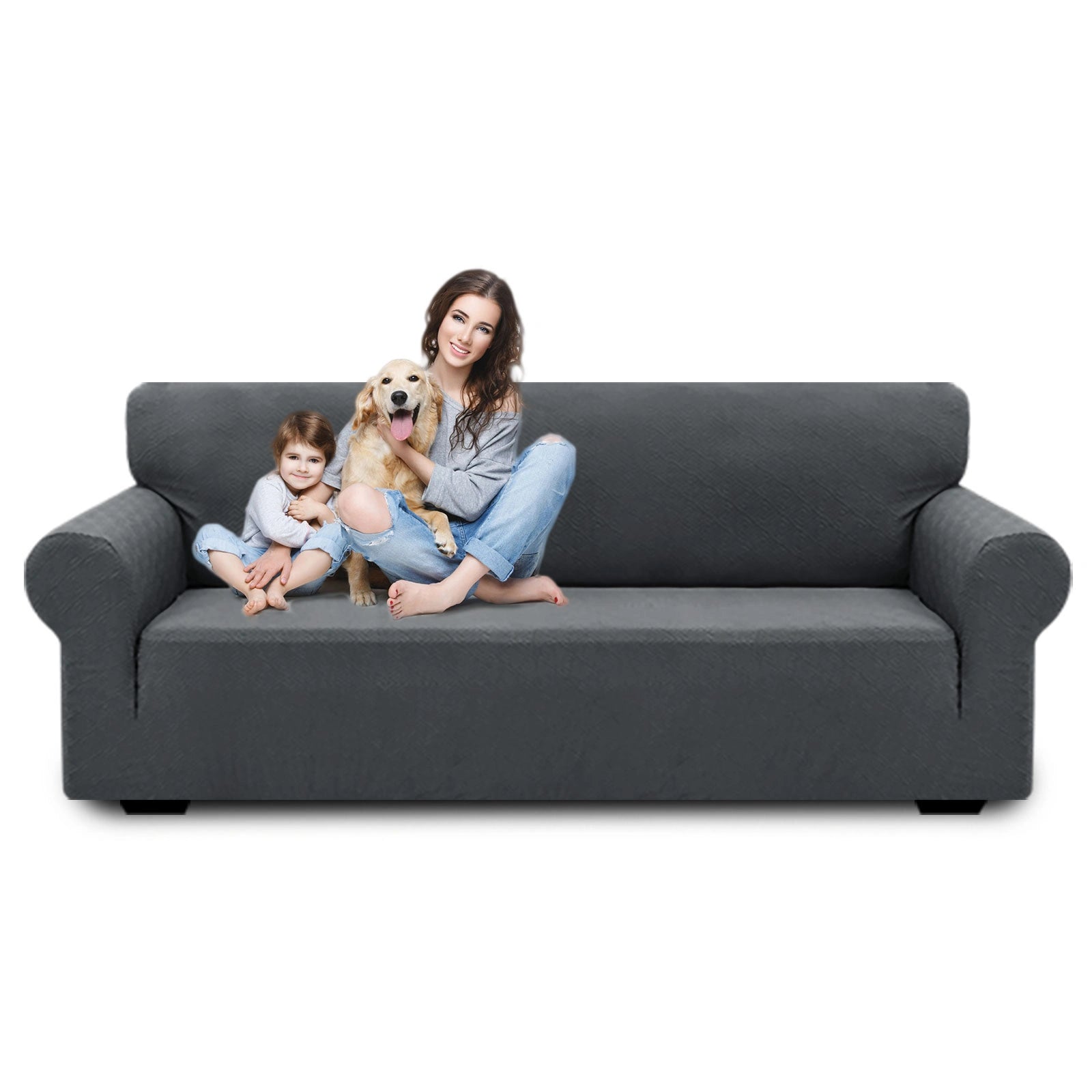 Cubierta de sofá de 4 asientos YSTYLE - Ajuste elástico, resistente a arañazos de mascotas, geométrico jacquard, antideslizante, lavable - Forma de espalda