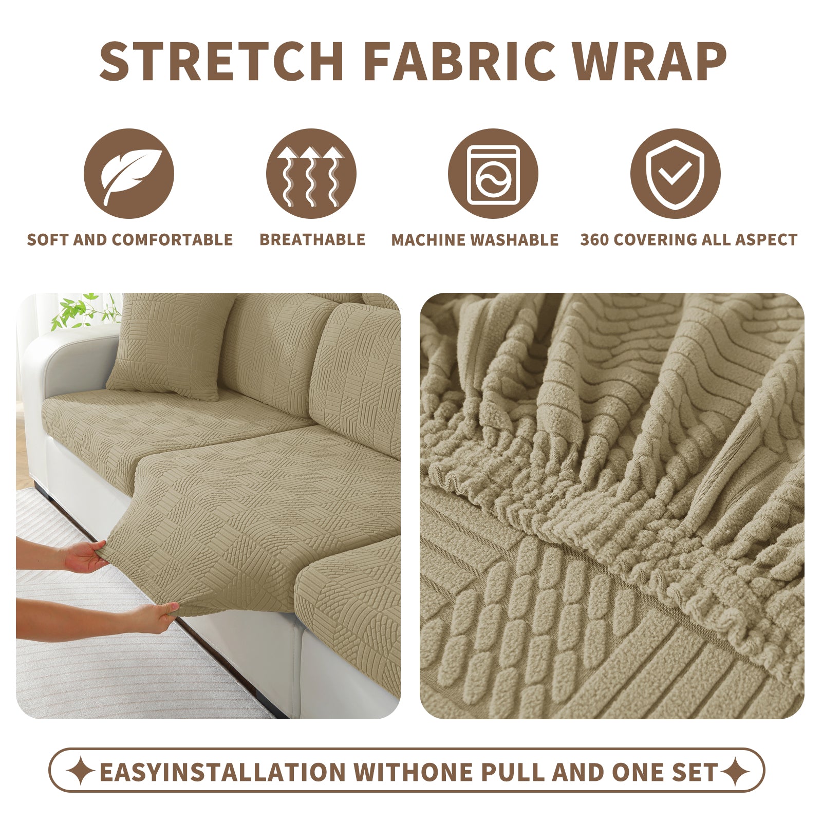 YSTYLE Copertura per sedile divano elasticizzata 1 posto motivo geometrico