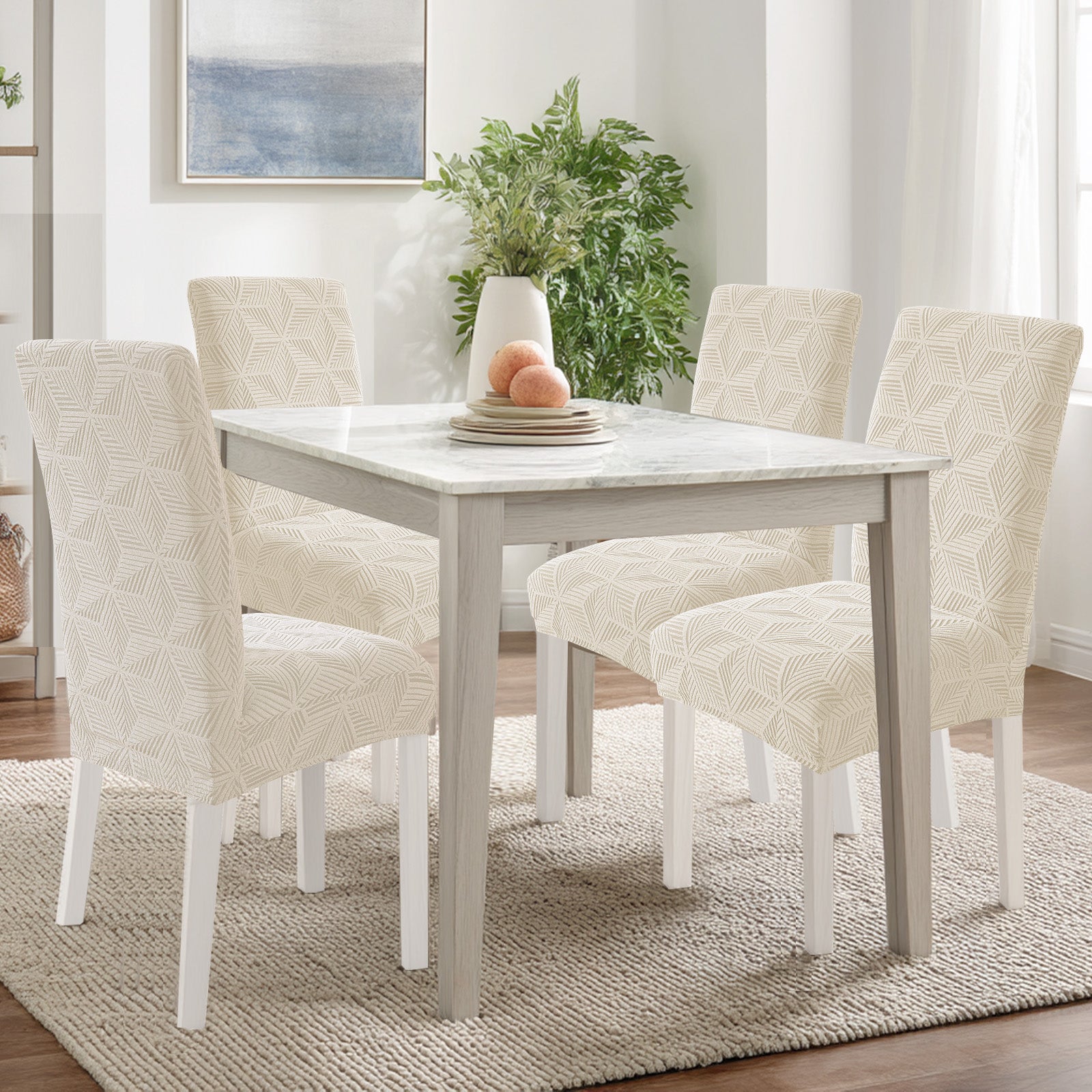 Ystyle 4-Piece Chair Covers with Backrest, Elastic Slipcovers, Universal Living Room Kitchen Chair Protectors, Cat Scratch-Resistant Modern Stain-Proof Dining Chair Covers