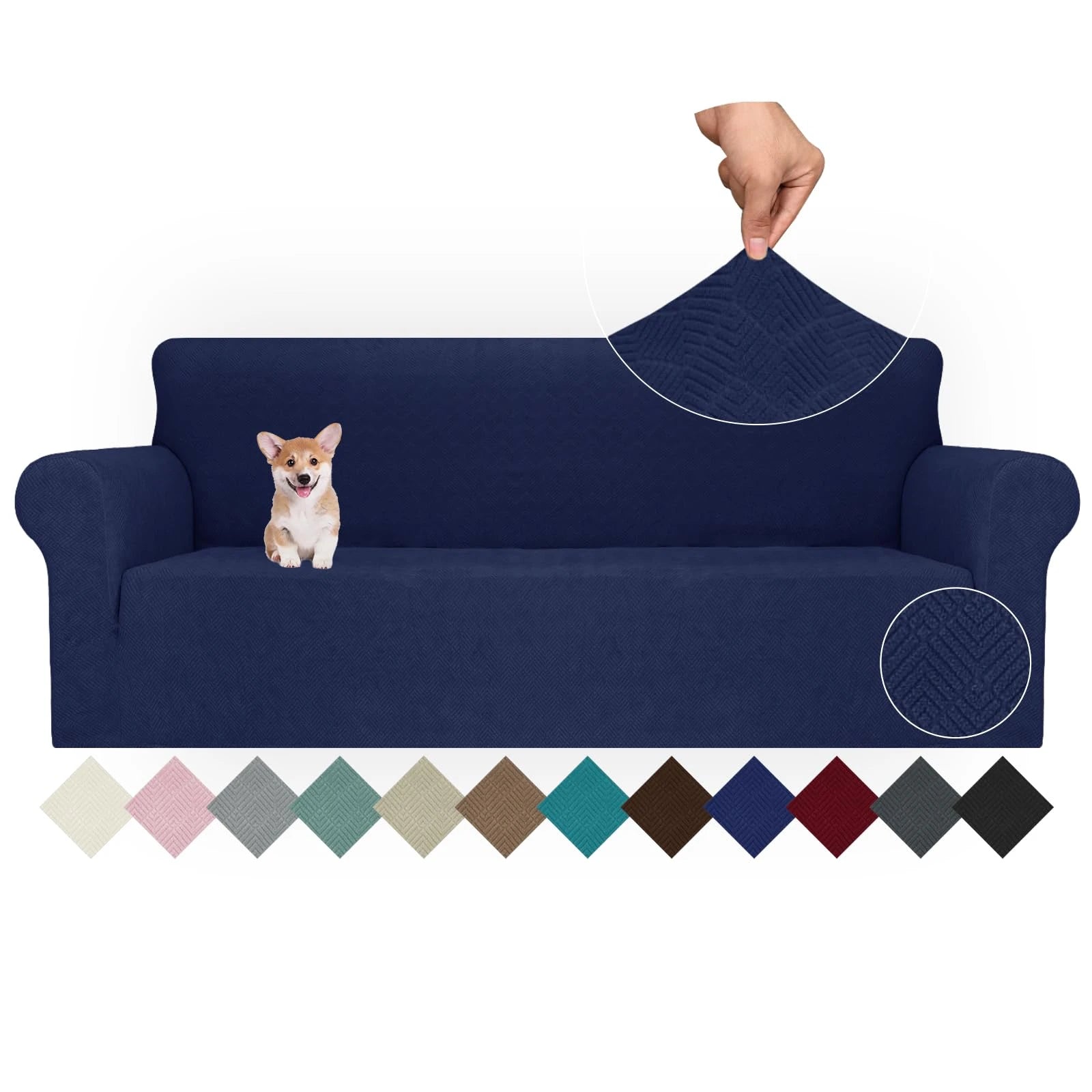 YSTYLE Stretch 4 Seater Sofa Cover with Armrests Anti-Slip Washable-YSTYLE