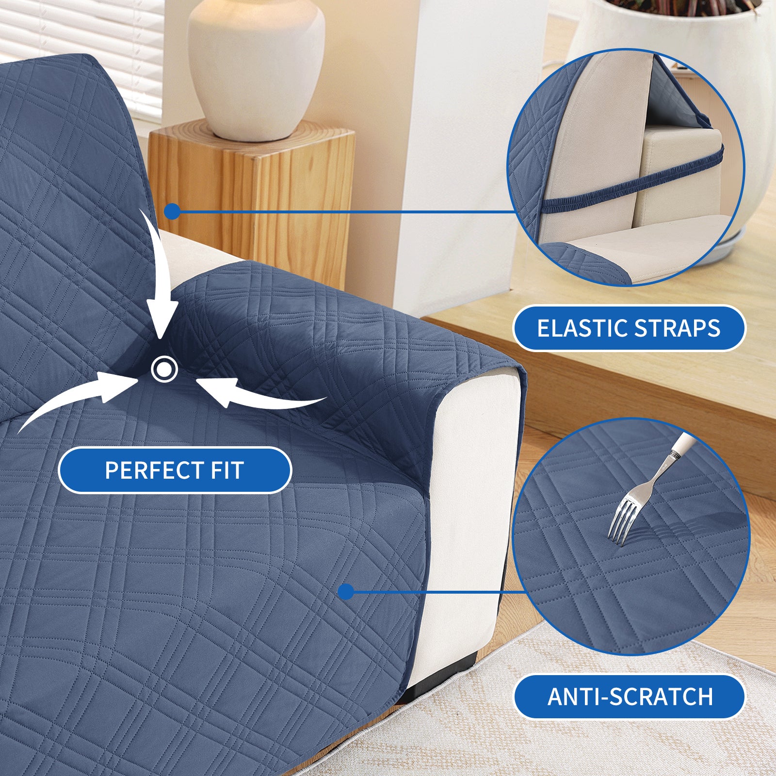 YSTYLE Reversible 4 Seater Corner Sofa Cover Quilted Anti Slip-YSTYLE