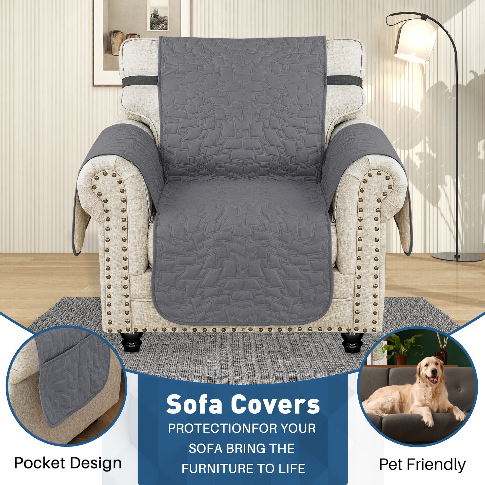 Copertura Impermeabile per Poltrona Singola con Braccioli e Funzione Antiscivolo | YSTYLE