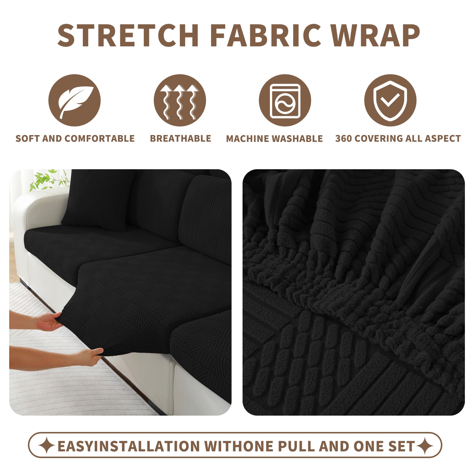 YSTYLE Copertura per sedile divano elasticizzata grande 1 posto motivo geometrico