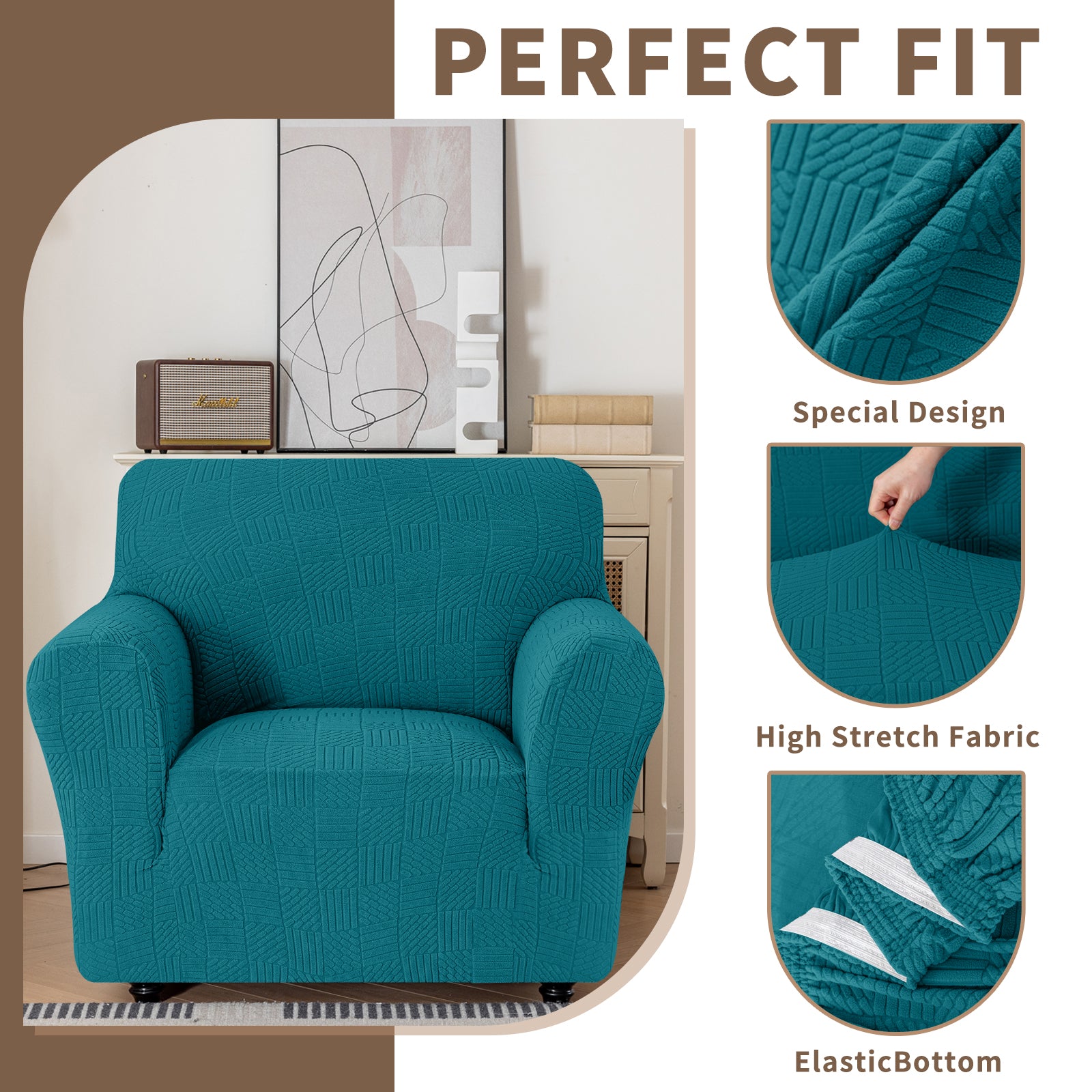 Copertura per divano a 1 posto YSTYLE Stretch 78-116cm con motivo geometrico