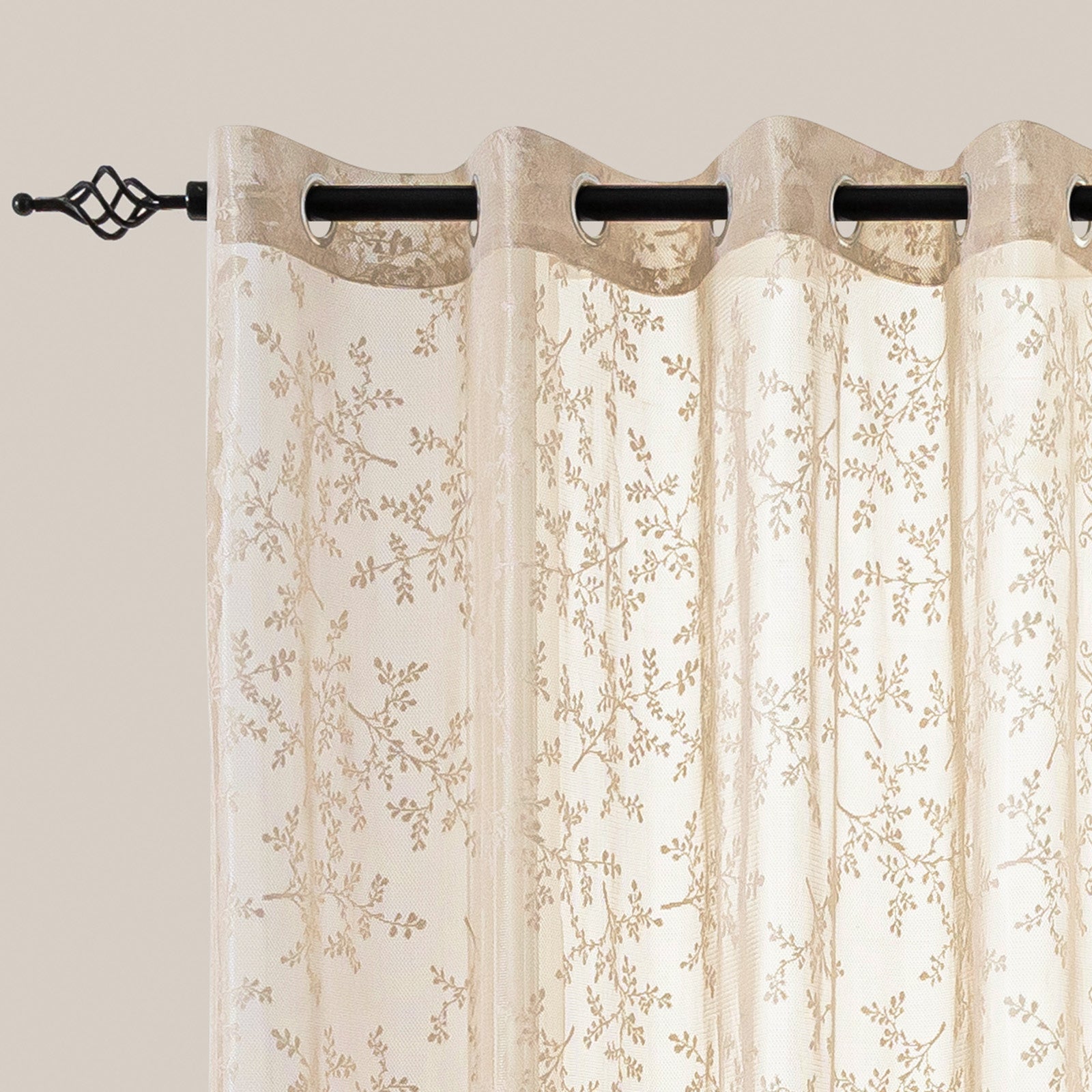 YSTYLE 2 Pieces Semi Sheer Lace Curtains Eyelets-YSTYLE