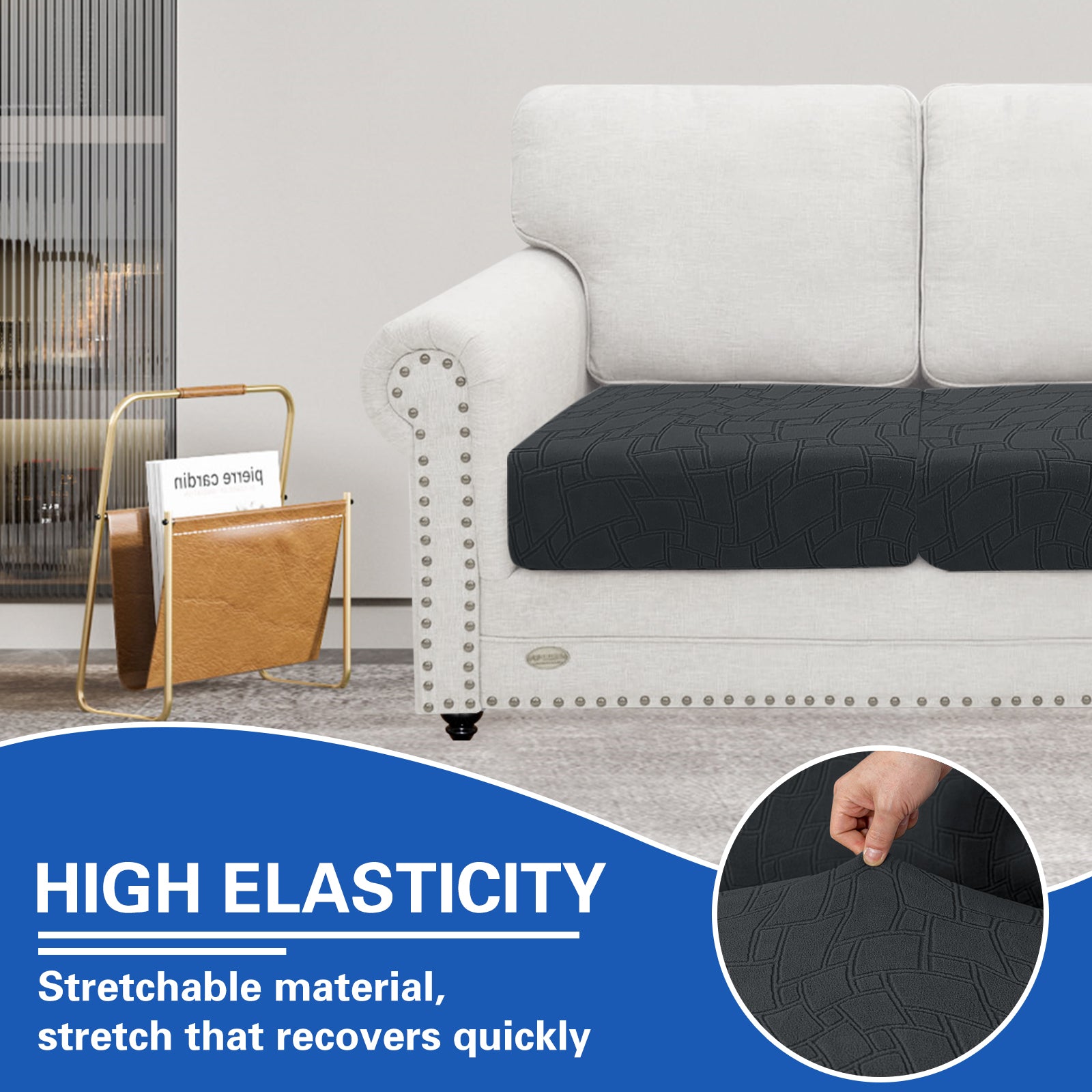 YSTYLE 2 pezzi Copertura per sedile divano elasticizzata 1 posto geometrico anti-scivolo