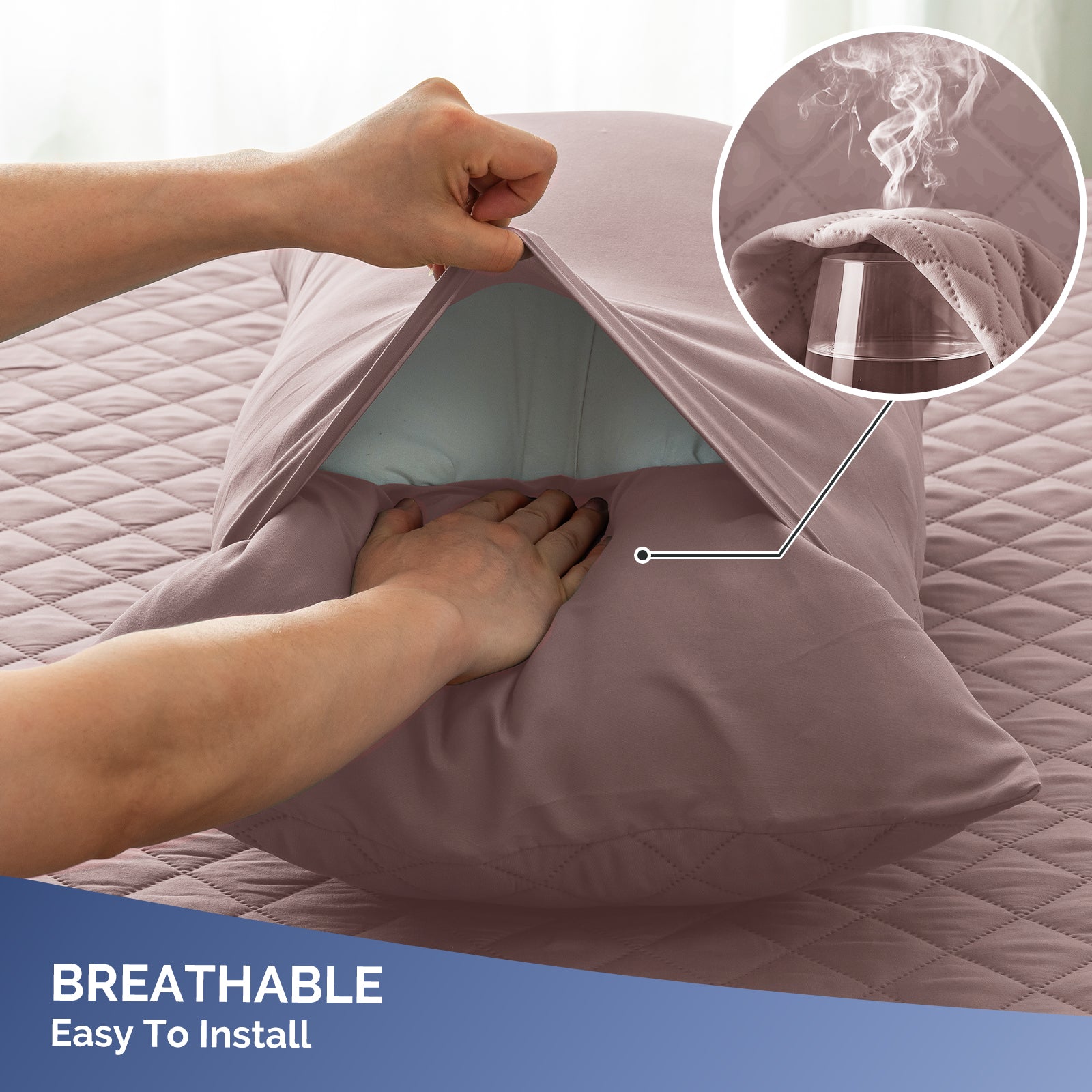 YSTYLE 2 Waterproof Pillowcases 50x80cm Breathable Anti Mite-YSTYLE