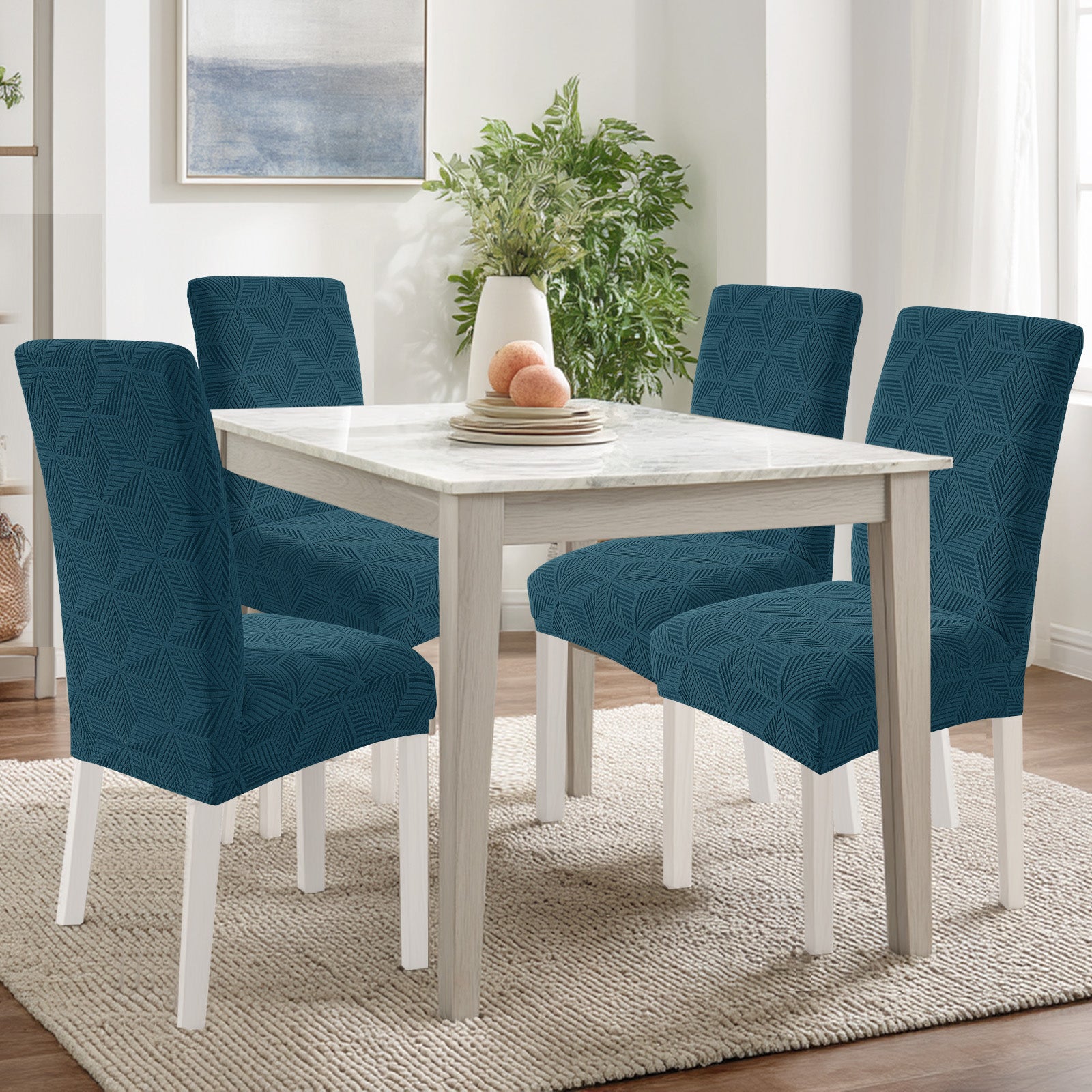 Ystyle 4-Piece Chair Covers with Backrest, Elastic Slipcovers, Universal Living Room Kitchen Chair Protectors, Cat Scratch-Resistant Modern Stain-Proof Dining Chair Covers