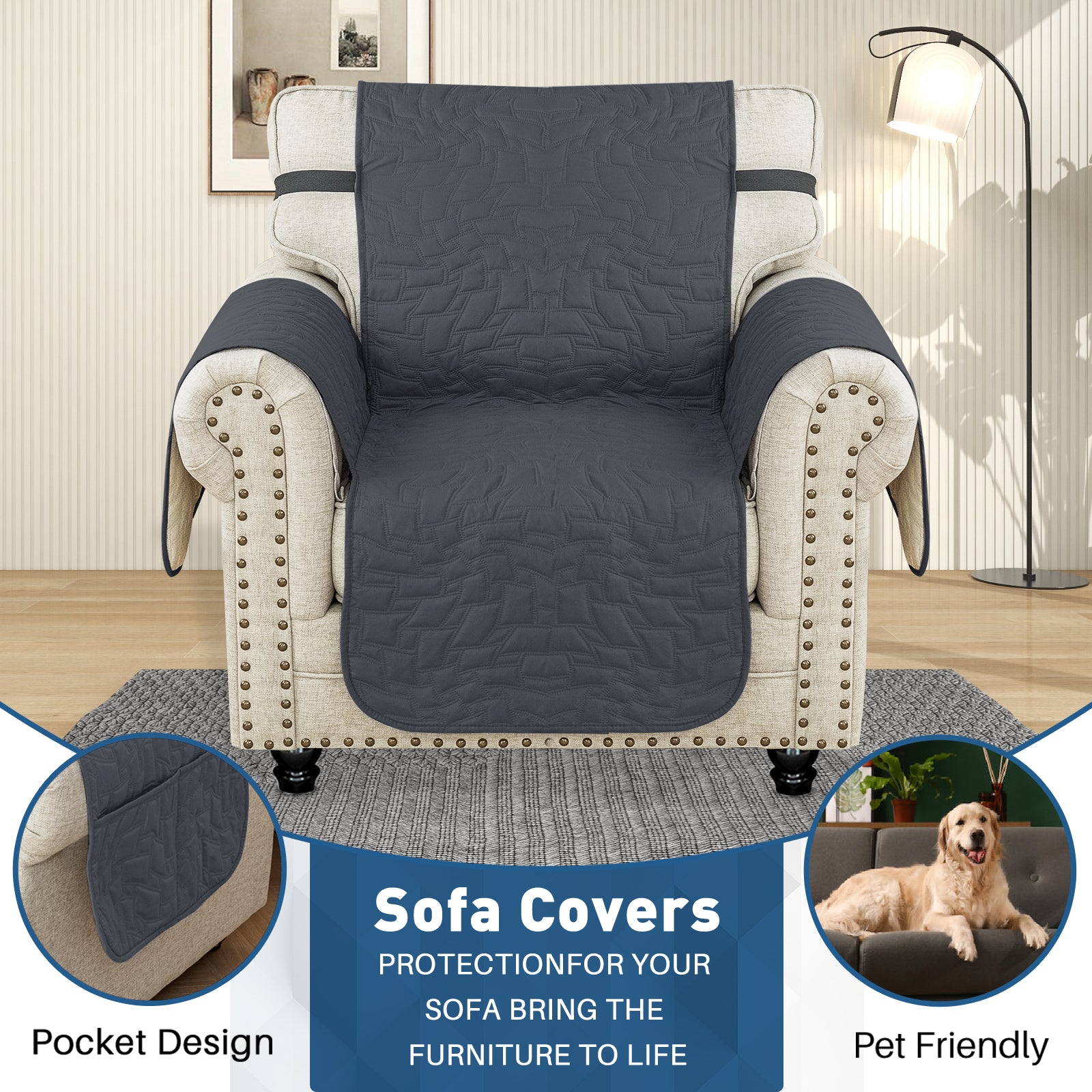 Copertura Impermeabile per Poltrona Singola con Braccioli e Funzione Antiscivolo | YSTYLE