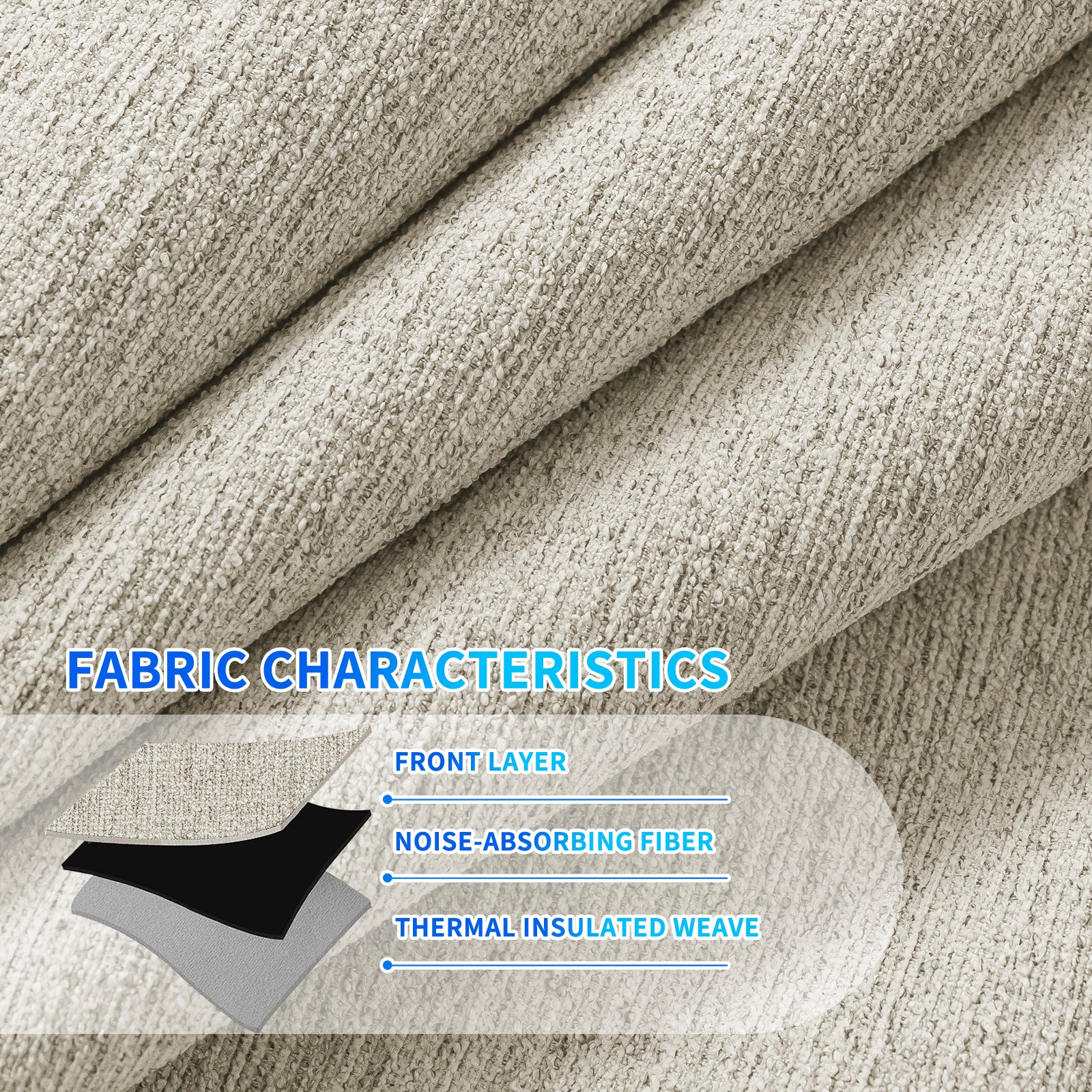 Ystyle 2 Pieces Linen Texture Blackout Curtains 140x145 cm Thermal