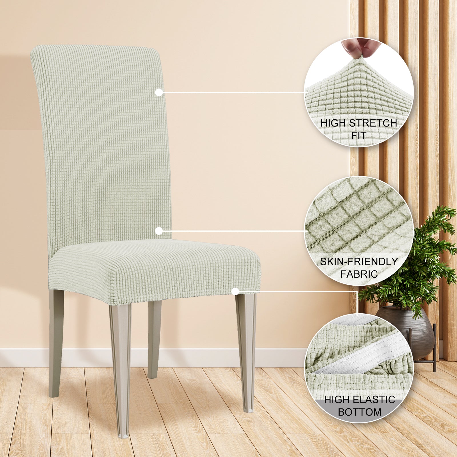 YSTYLE 6 Pieces Stretch Dining Chair Covers Jacquard Pattern