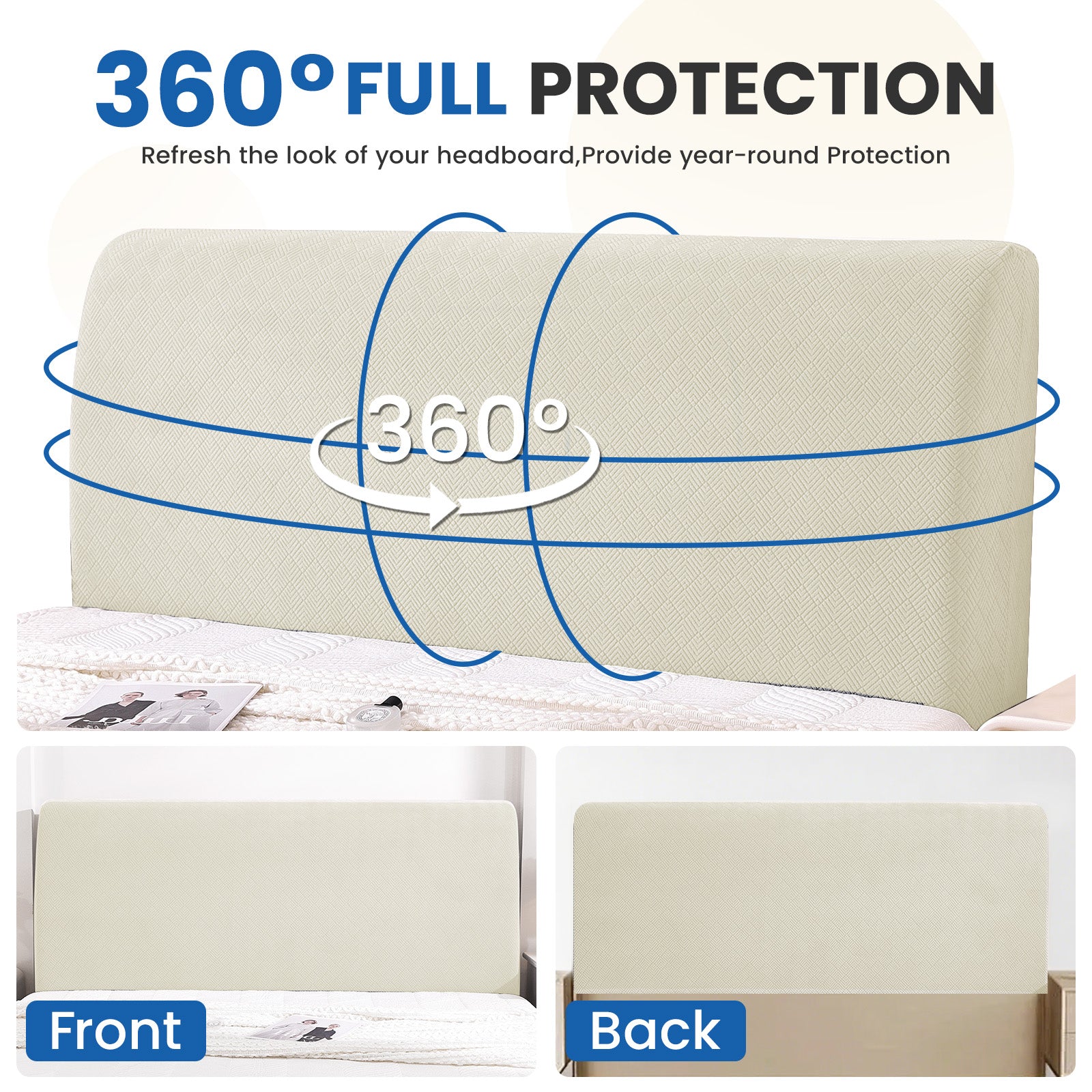 Ystyle 120cm Single Bed Headboard Cover Elasticated Headboard Slipcover, Universal Washable Single Bed Headboard Cover, Dust-Proof Headboard Protector