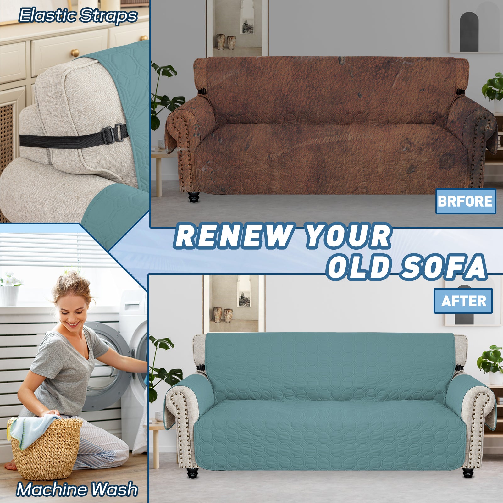 Copertura per divano impermeabile YSTYLE per 3 posti con braccioli, antiscivolo