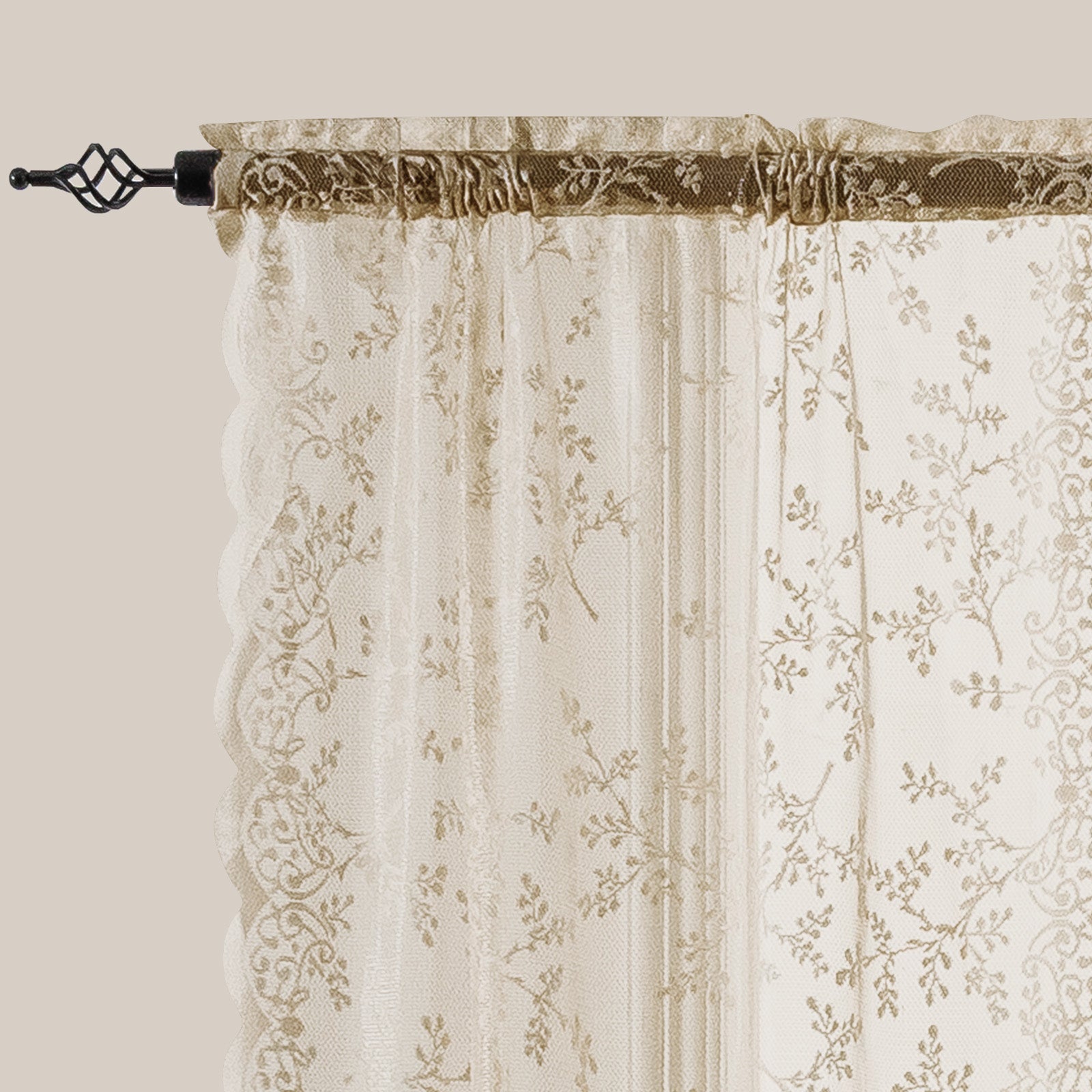 Ystyle 2 Panels Set Semi-Sheer Indoor Curtains, 70x120cm, Classic Lace Voile Curtains with Rod Pocket