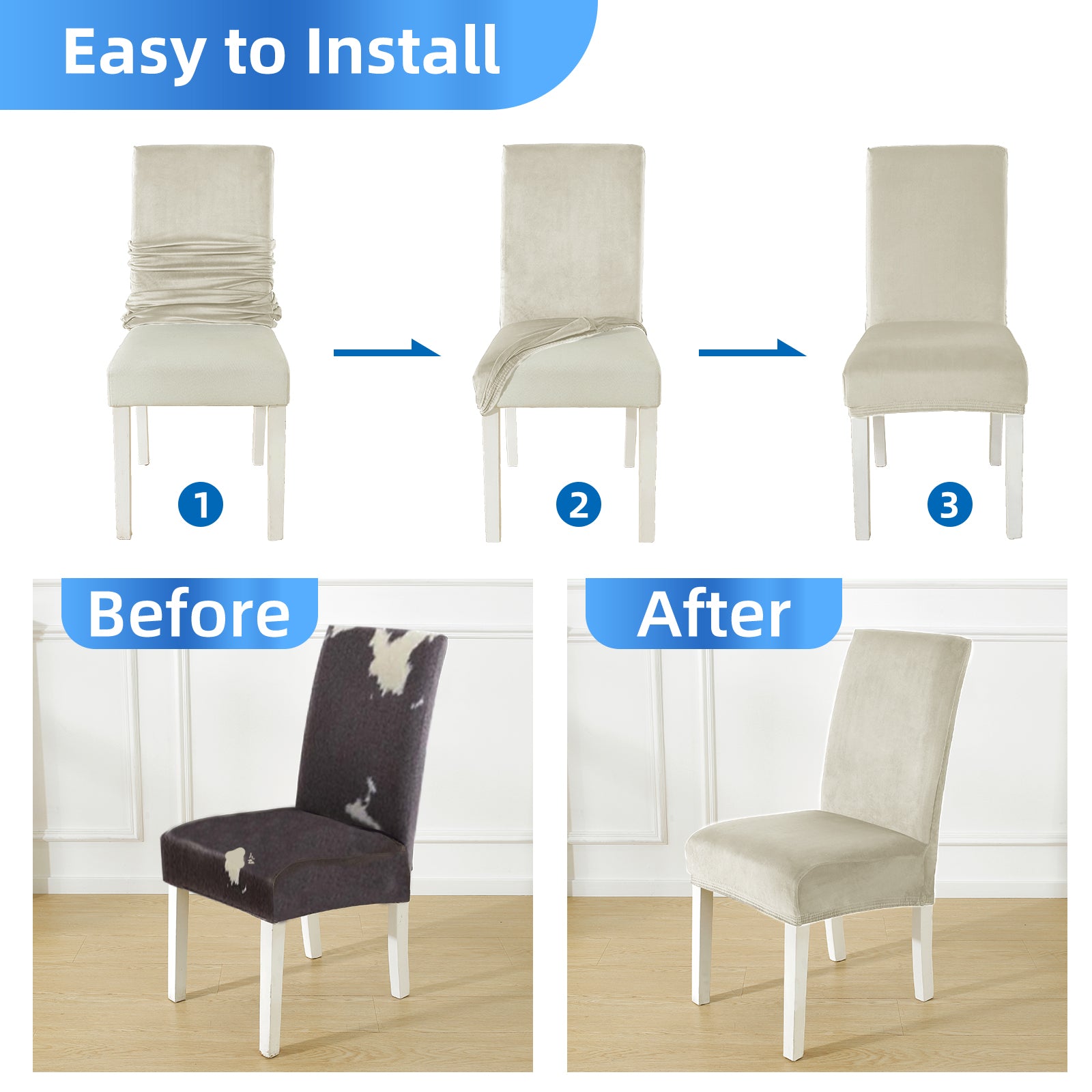 YSTYLE 6 pezzi di coprisedie in velluto elasticizzato con schienale