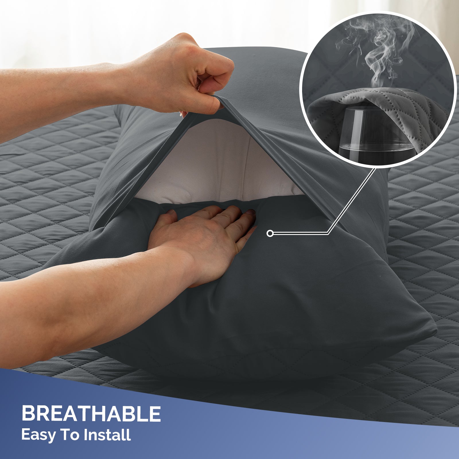 YSTYLE 2 Waterproof Pillowcases 50x80cm Breathable Anti Mite-YSTYLE