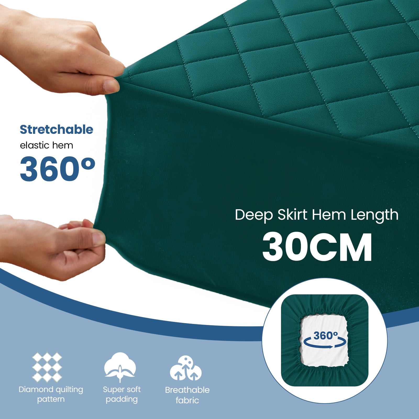 Waterproof Quilted Mattress Protector with Deep Pocket and Elastic Fit