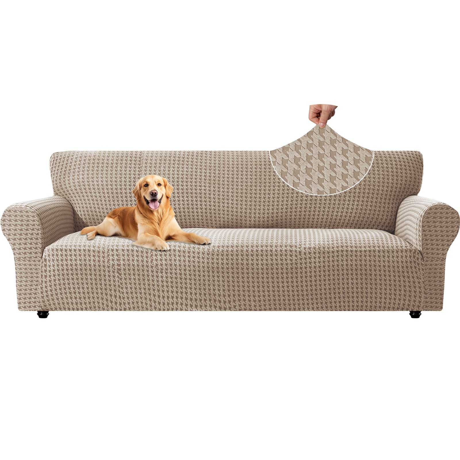 Ystyle 4-Seat Sofa Cover with Armrests, Elastic Universal Seat Cover, Anti-Scratch Universal Sofa Cover, Anti-Slip Washable Sofa Protector, Stain-Resistant