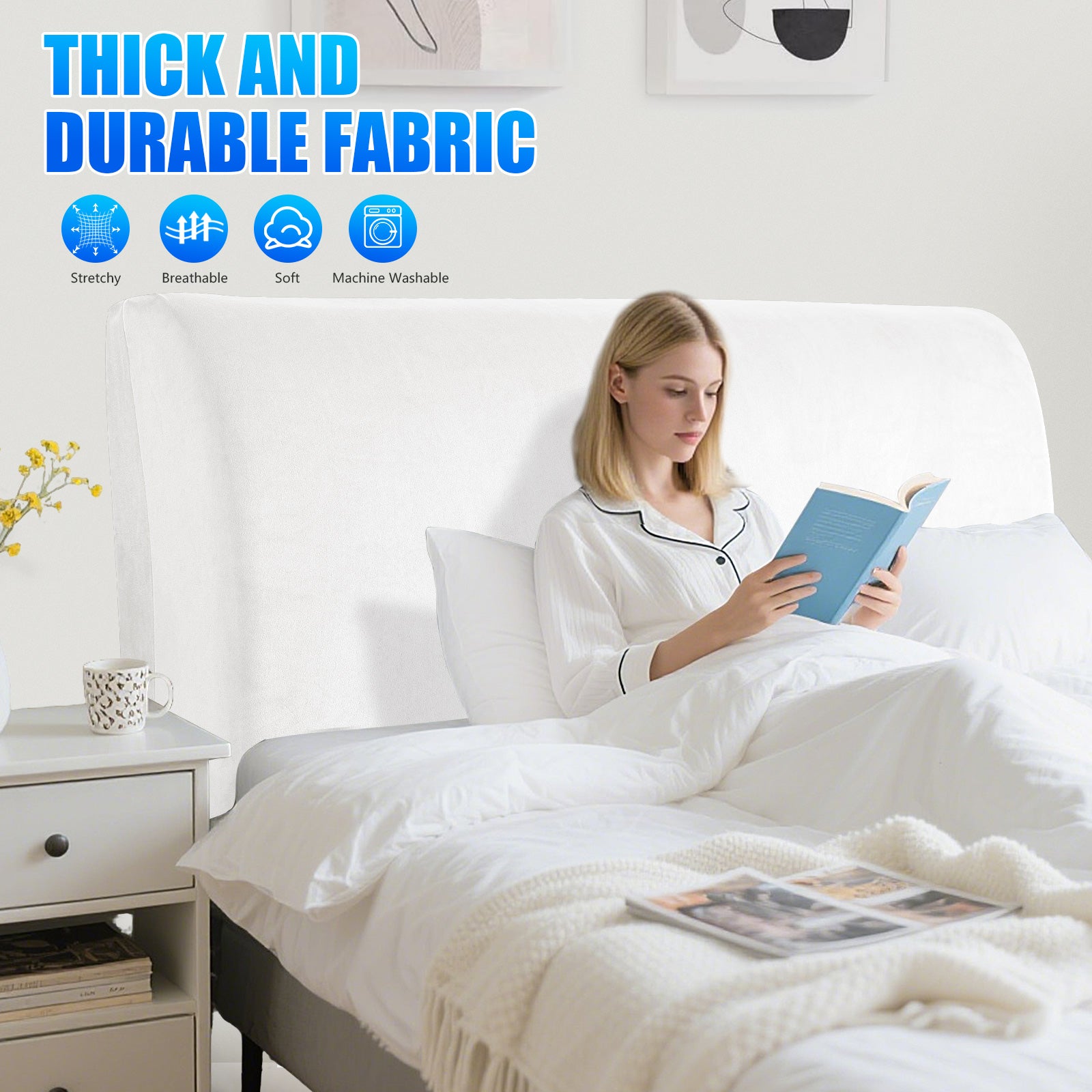 Ystyle 180cm Velvet Headboard Cover, Elastic Slipcover for Bed Headboard, Solid Color Washable Headboard Protector for Single/Double Beds