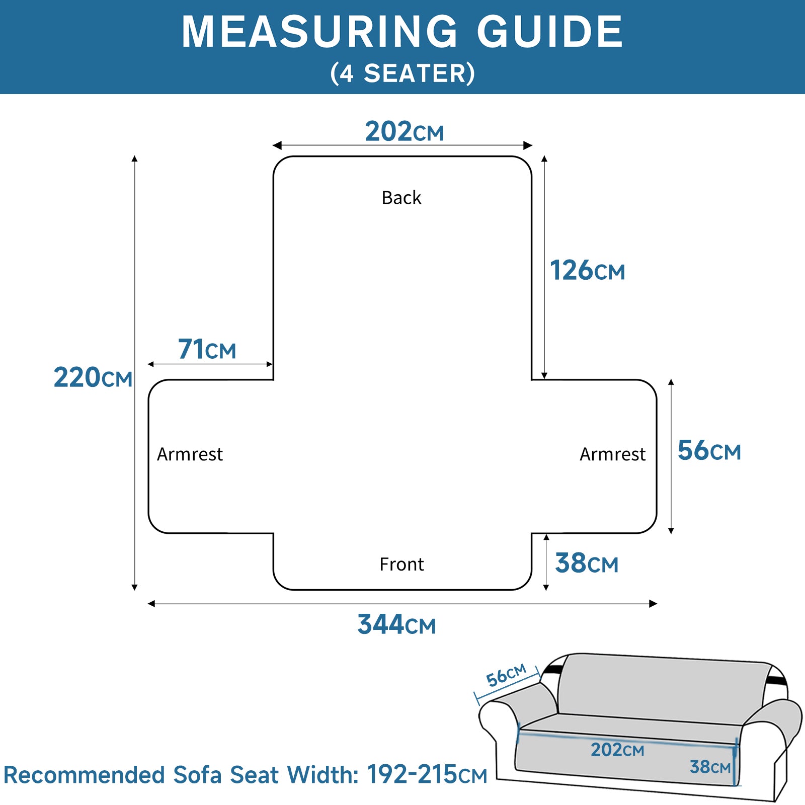 Housse de canapé 4 places imperméable YSTYLE avec poches latérales et anti-dérapant