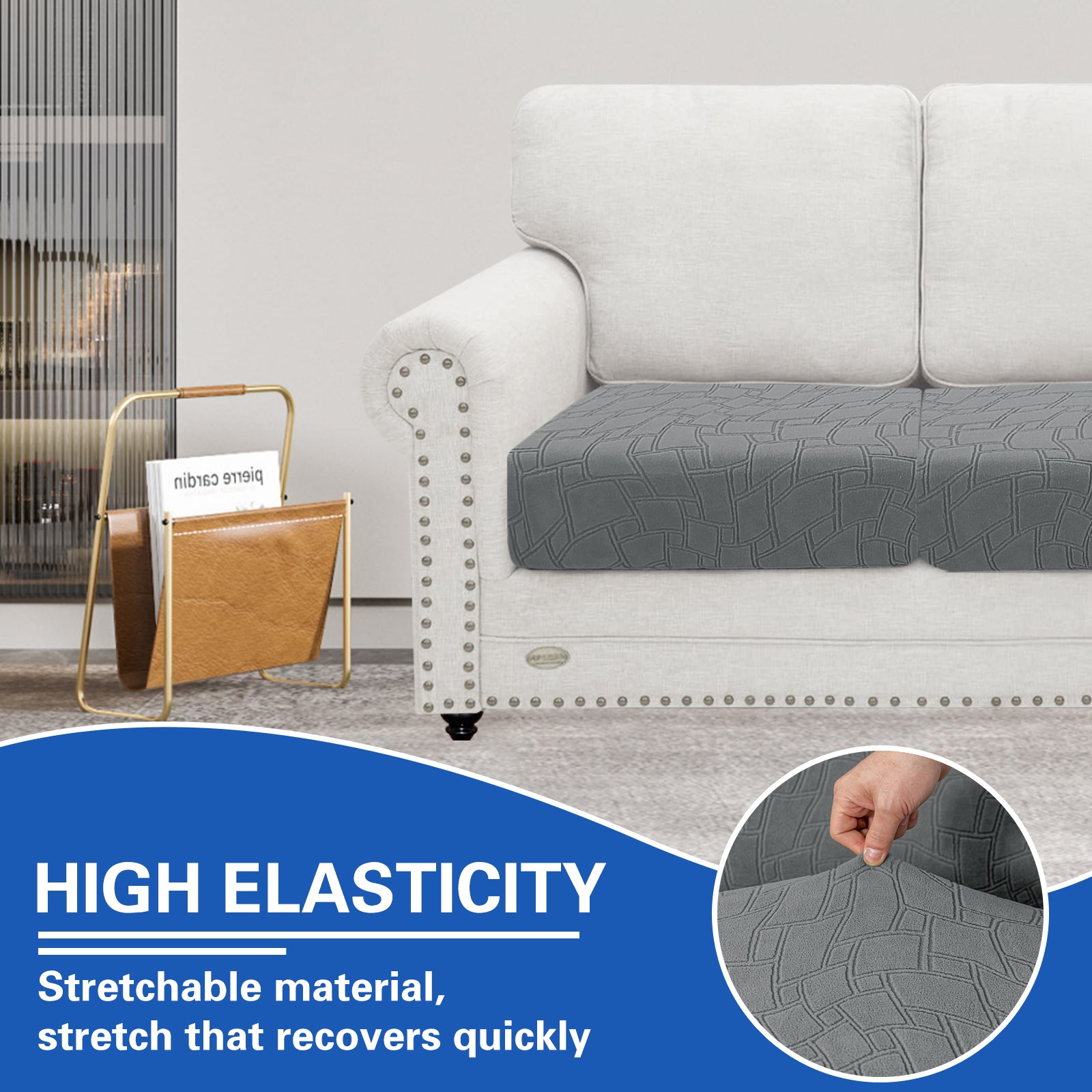 YSTYLE 2 pezzi Copertura per sedile divano elasticizzata 1 posto geometrico anti-scivolo