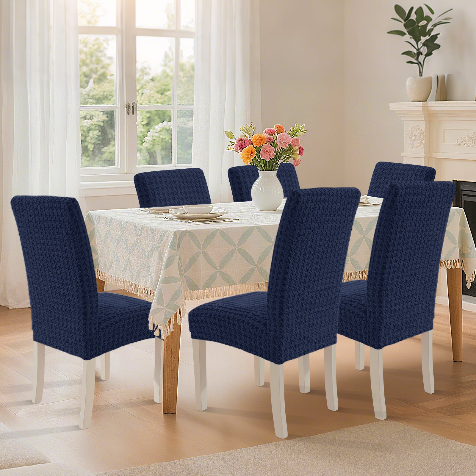 Ystyle 4-Piece Chair Covers with Backrest, Elastic Living Room Kitchen Chair Slipcovers, Universal Stretch Dining Chair Covers, Modern Cat-Scratch Resistant Chair Protectors