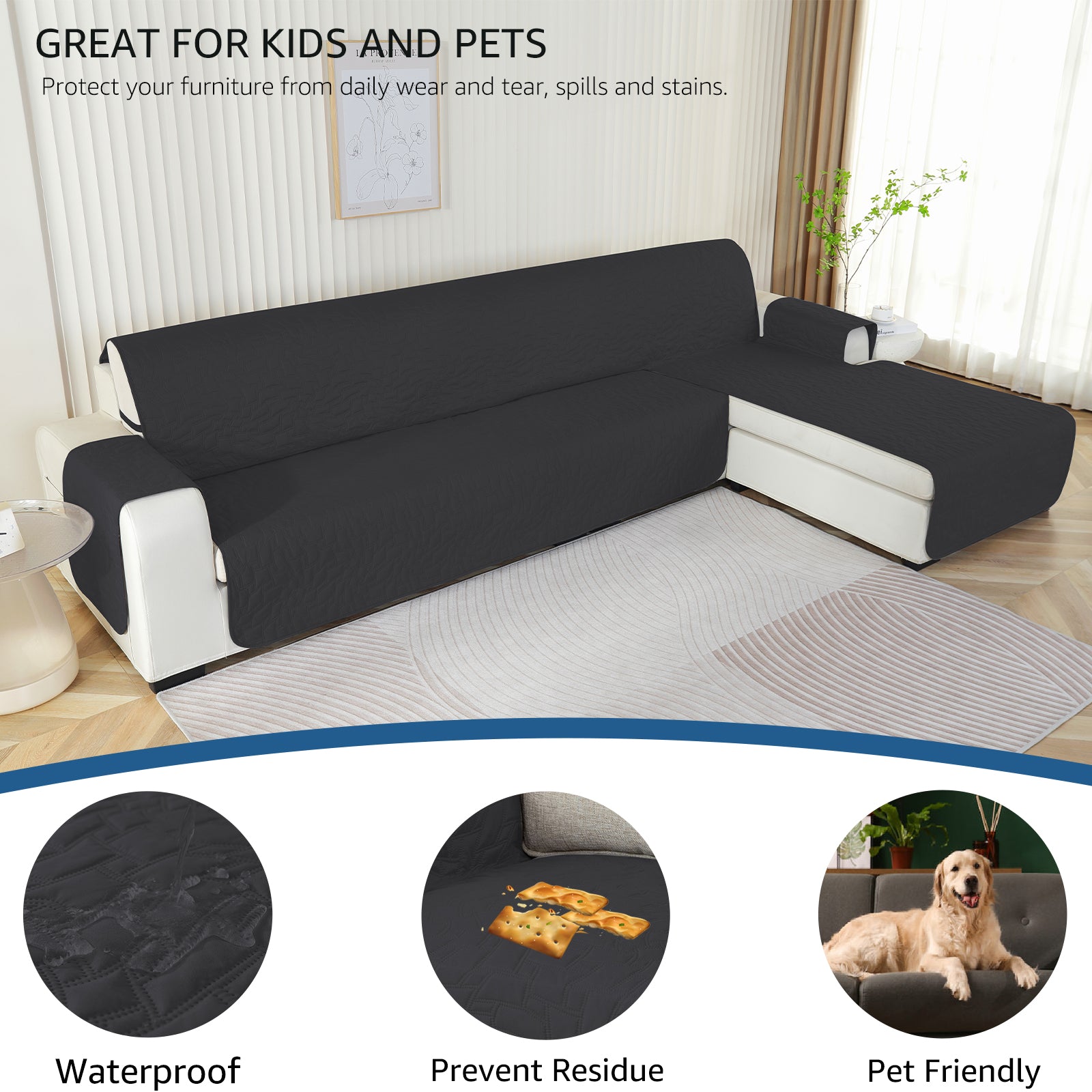 Copertura Impermeabile Reversibile per Divano Angolare a 4 Posti Penisola | YSTYLE