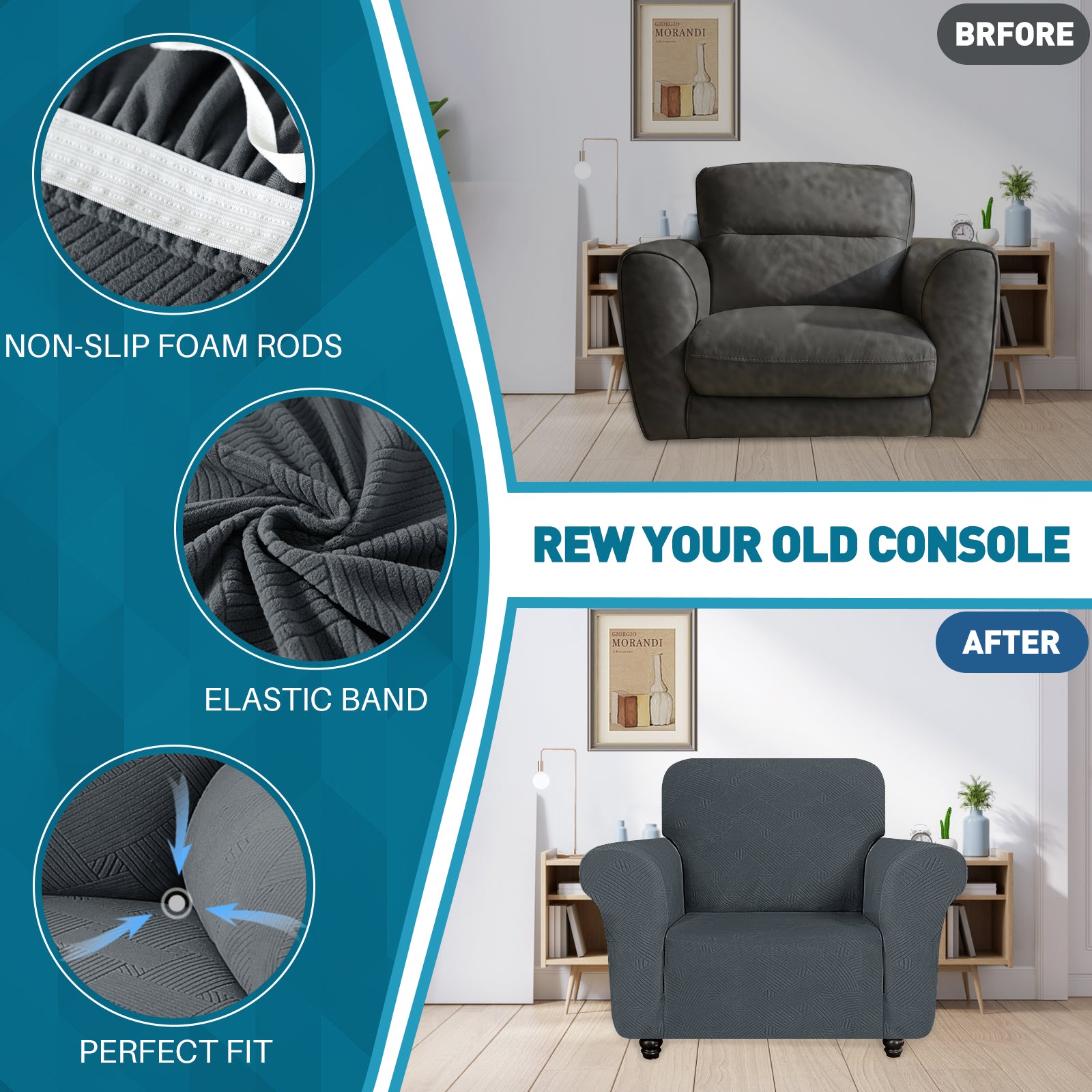 YSTYLE Hoch Stretch 1-Sitzer Sessel Bezug Anti-Rutsch Waschbar