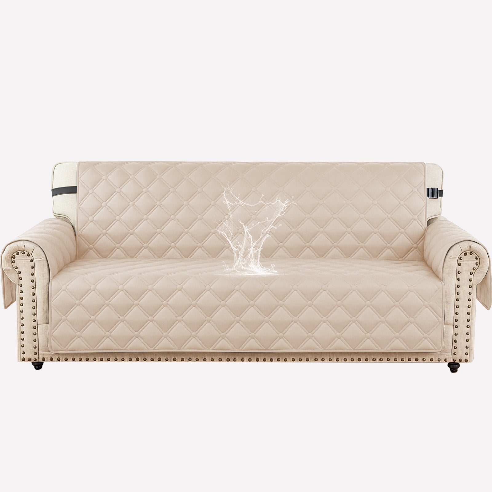 Ystyle Waterproof 3 Seater Sofa Cover with Armrests Side Pockets