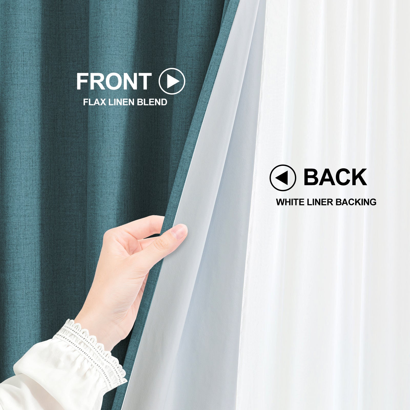 2 Pieces 100% Blackout Linen Curtains 140x175 cm Thermal