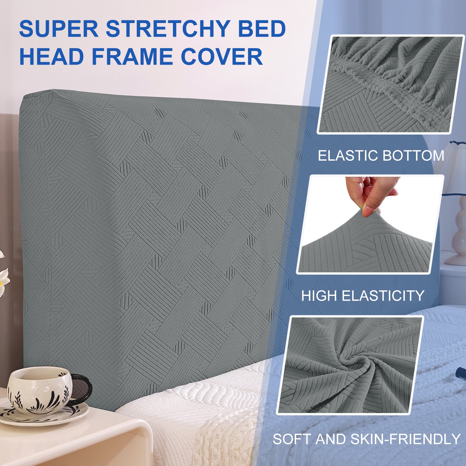 Ystyle 150cm Bed Headboard Cover, Elasticized Double/Single Bed Headboard Cover, Washable Double Bed Headboard Slipcover, Universal Dust-Proof Headboard Cover