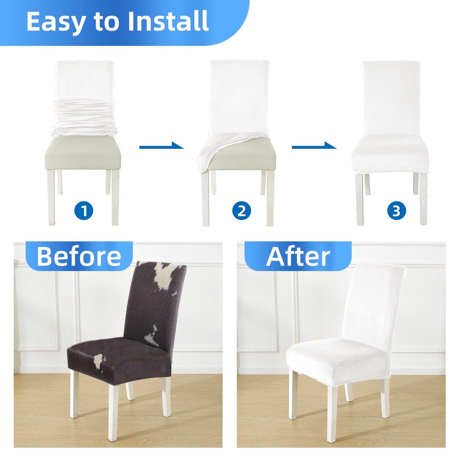 YSTYLE 6 pezzi di coprisedie in velluto elasticizzato con schienale