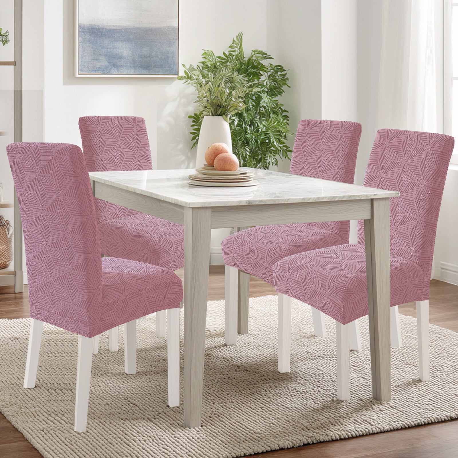 Ystyle 4-Piece Chair Covers with Backrest, Elastic Slipcovers, Universal Living Room Kitchen Chair Protectors, Cat Scratch-Resistant Modern Stain-Proof Dining Chair Covers