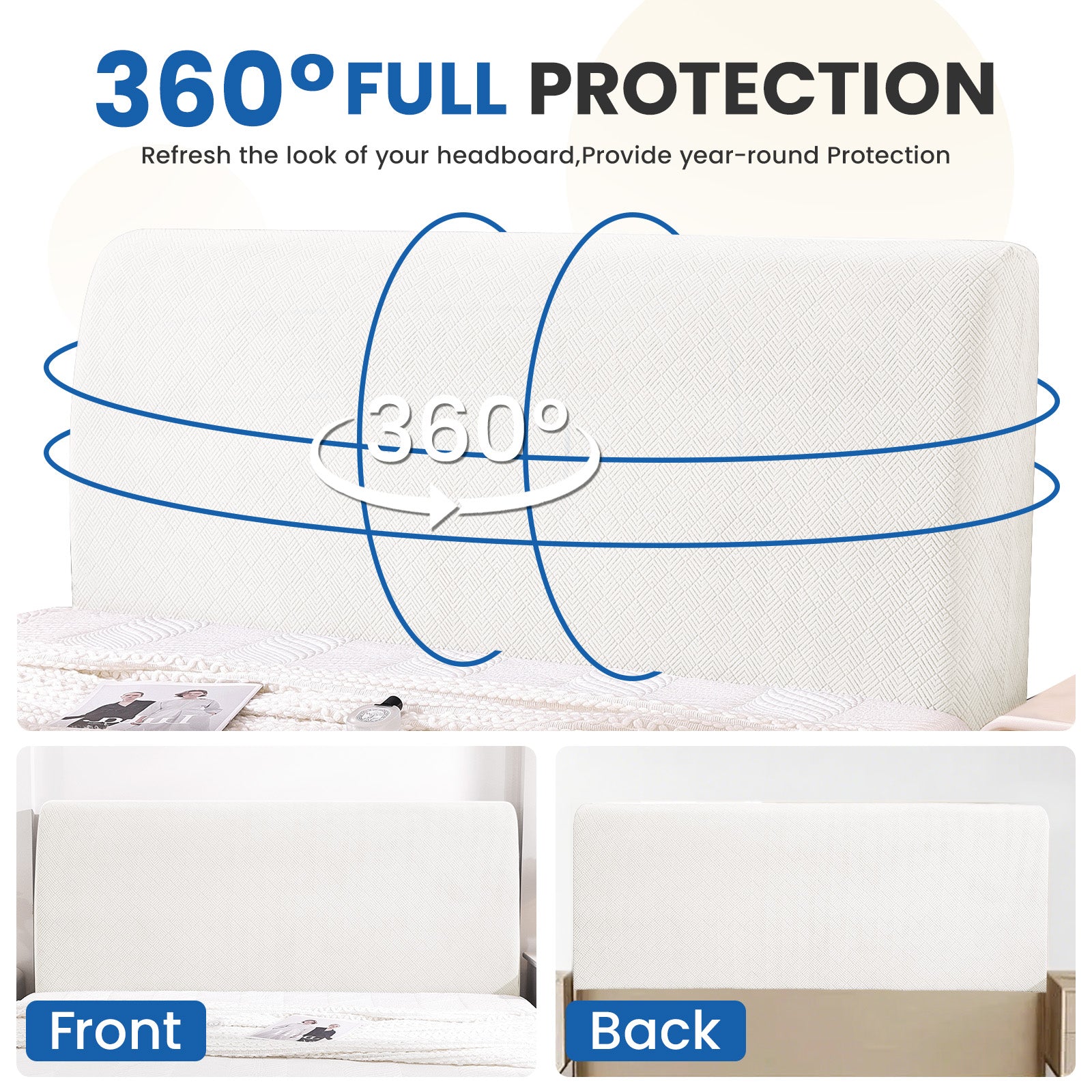 Ystyle 120cm Single Bed Headboard Cover Elasticated Headboard Slipcover, Universal Washable Single Bed Headboard Cover, Dust-Proof Headboard Protector
