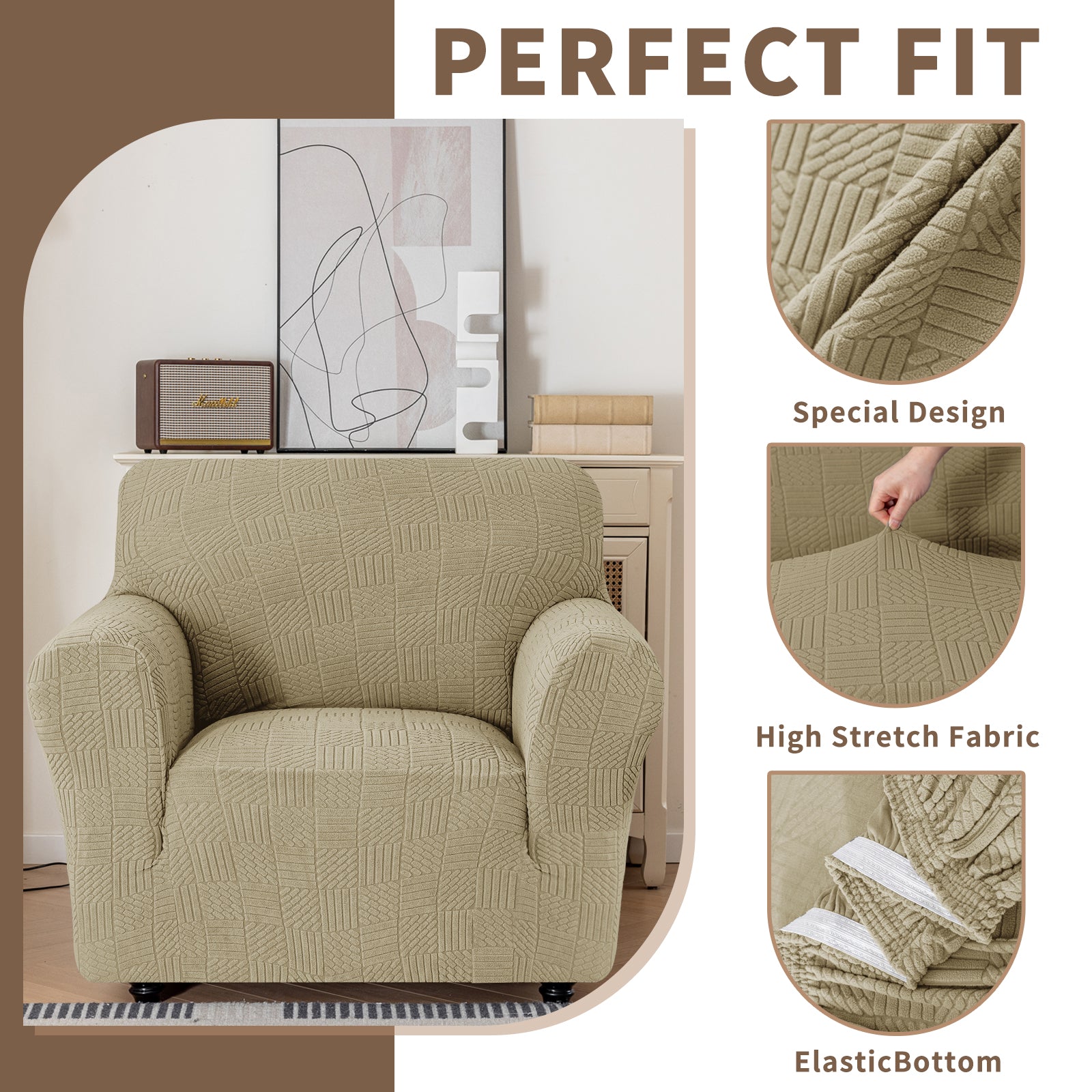 Copertura per divano a 1 posto YSTYLE Stretch 78-116cm con motivo geometrico