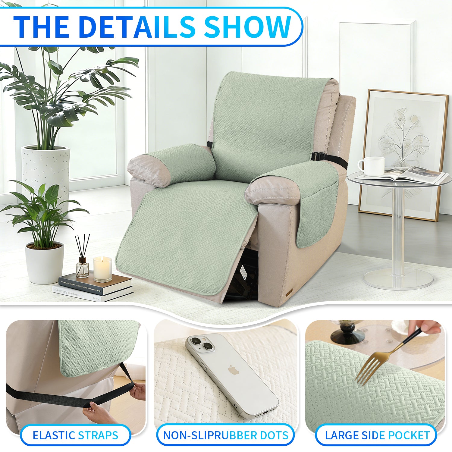 imperméable Armchair couverture with antidérapant Back and Side Pockets