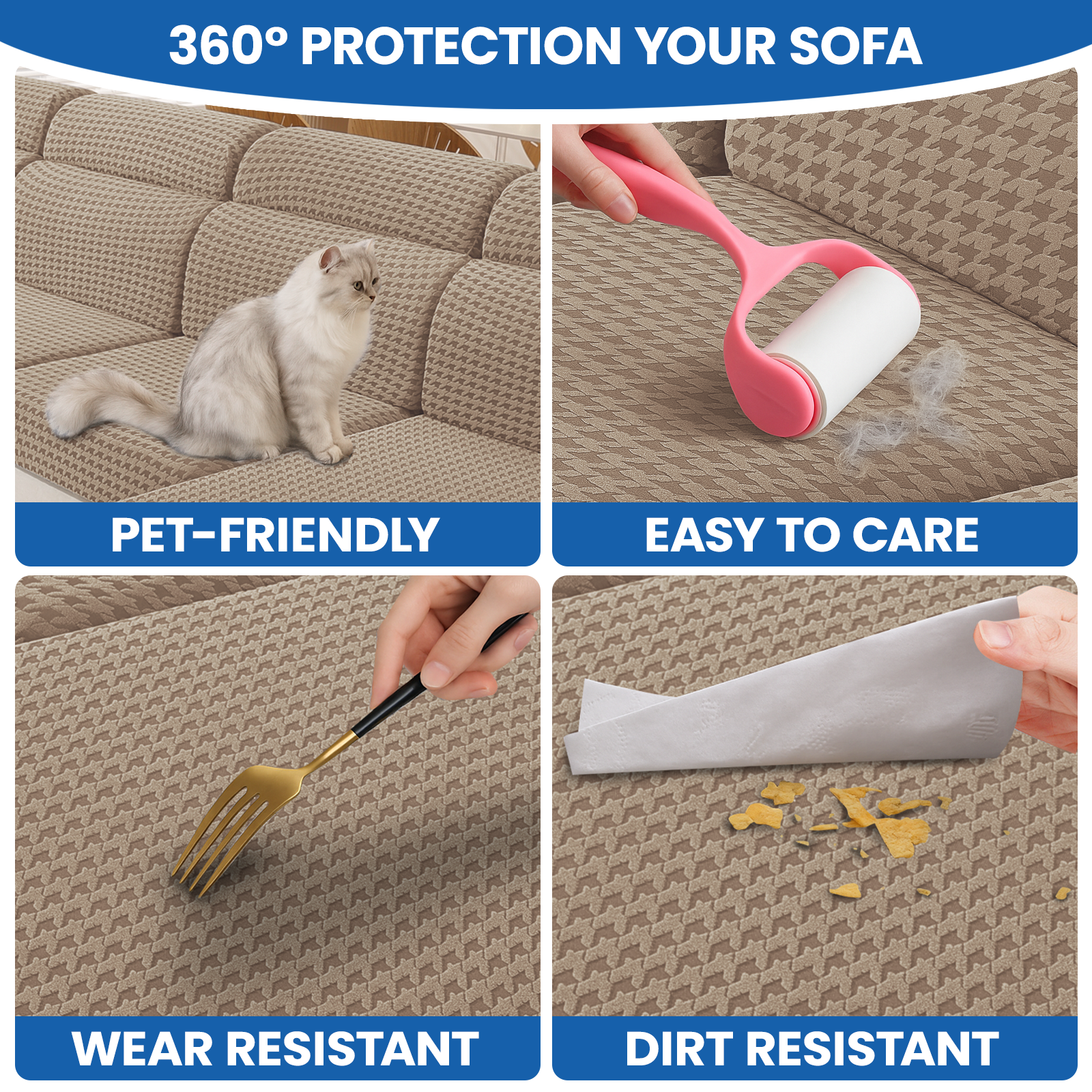 Ystyle 3-Seat Elastic Universal Sofa Seat Cushion Covers, Non-Slip Washable & Super Soft Slipcovers