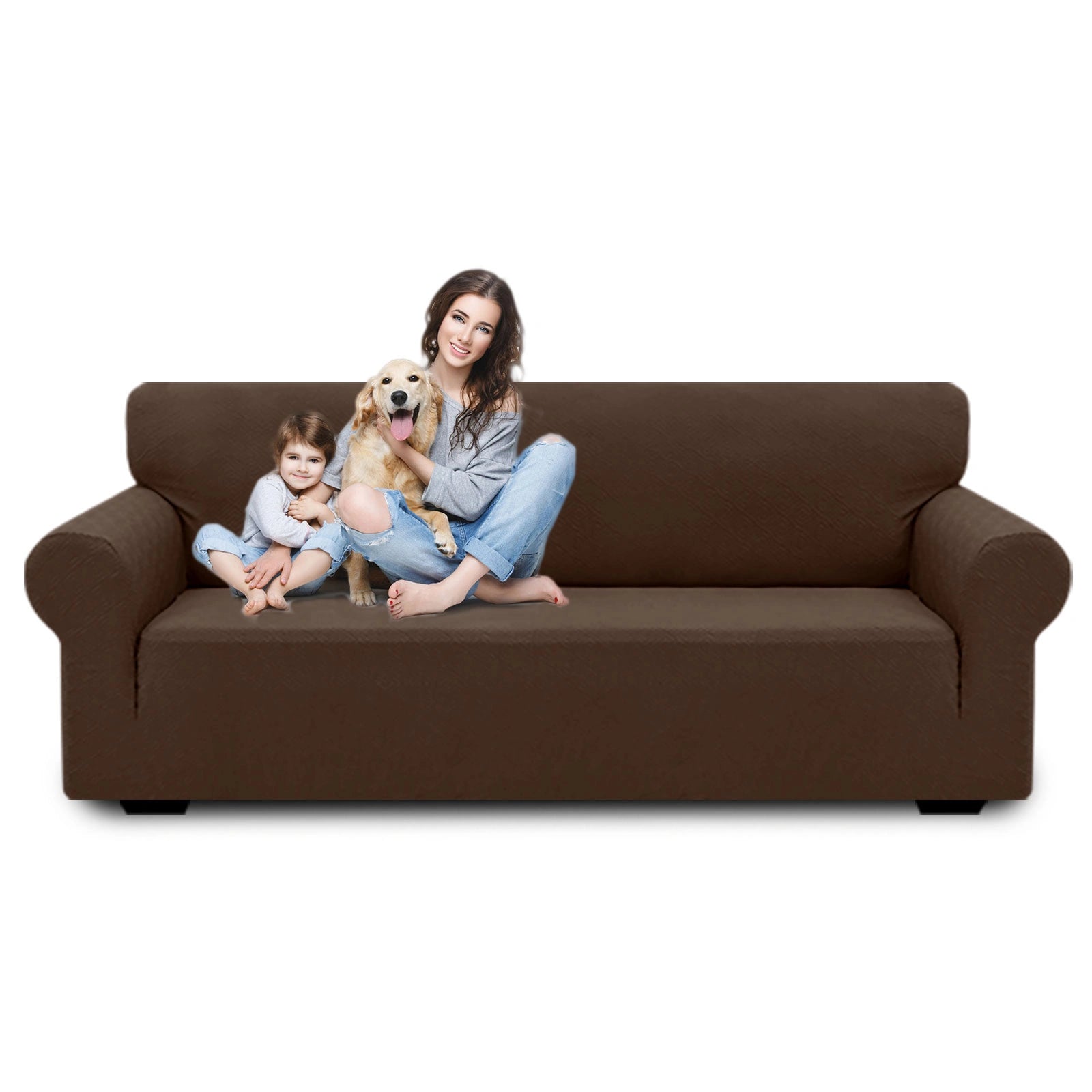 Cubierta de sofá de 4 asientos YSTYLE - Ajuste elástico, resistente a arañazos de mascotas, geométrico jacquard, antideslizante, lavable - Forma de espalda