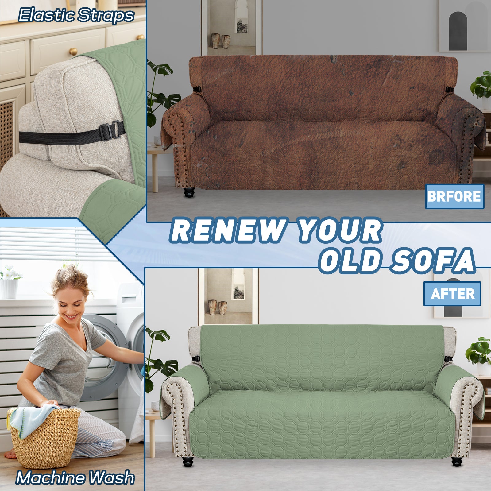 YSTYLE imperméable 1 Seater canapé couverture with accoudoirs antidérapant