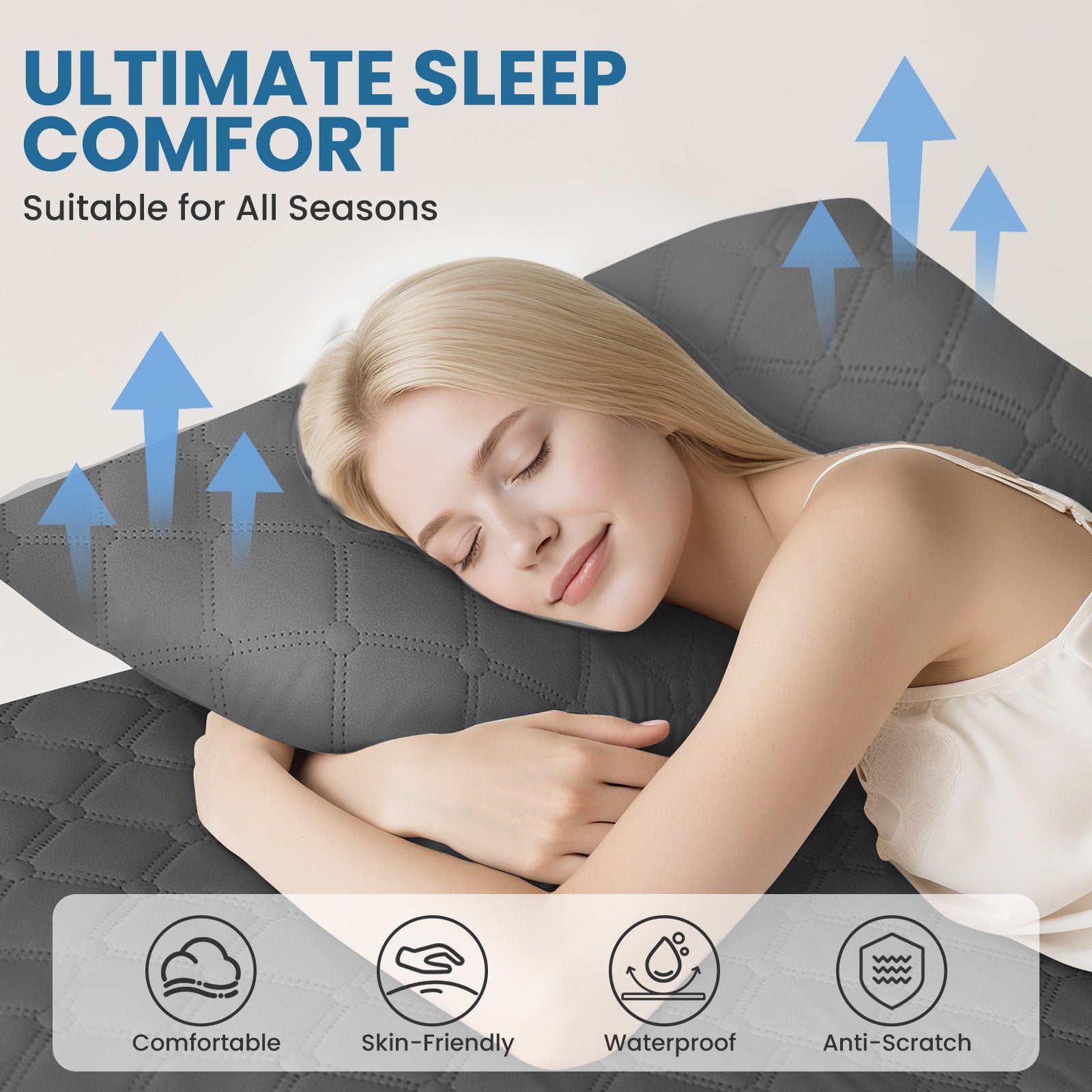 Ystyle Waterproof Pillow Protectors 50x80 cm Set of 2, Scratch-Resistant Pillowcase Covers