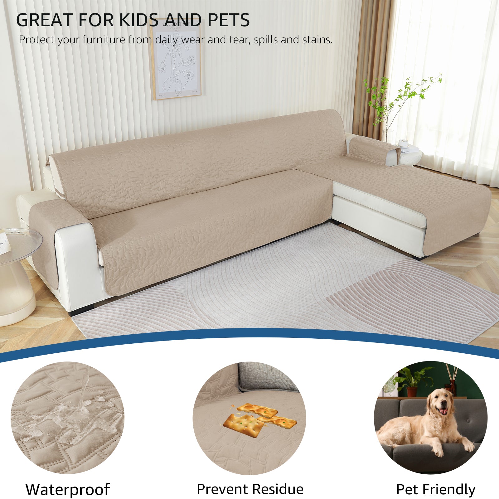 Copertura Impermeabile Reversibile per Divano Angolare a 4 Posti Penisola | YSTYLE