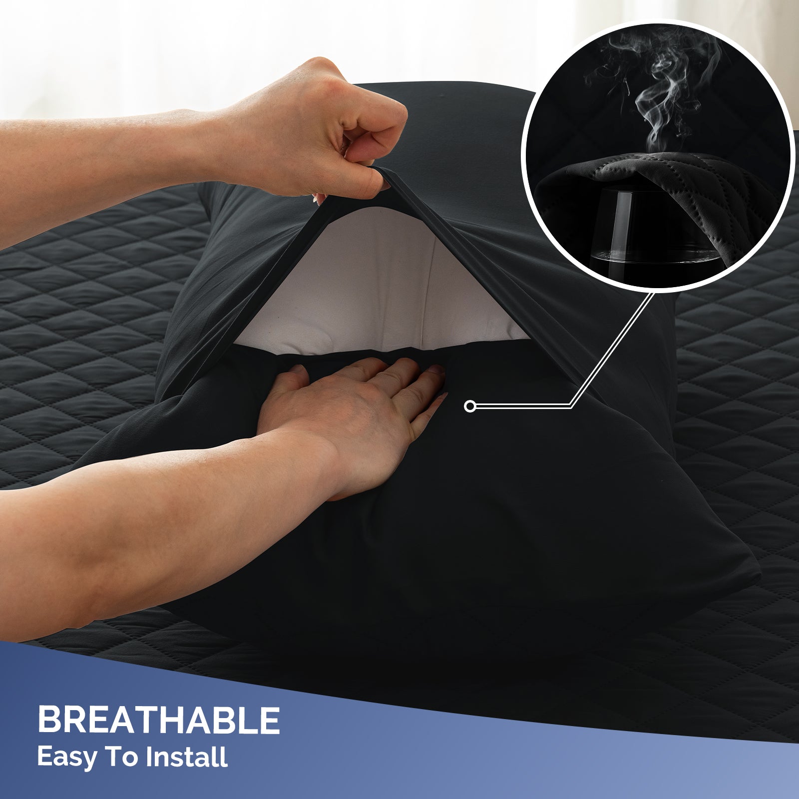YSTYLE 2 Waterproof Pillowcases 50x80cm Breathable Anti Mite-YSTYLE