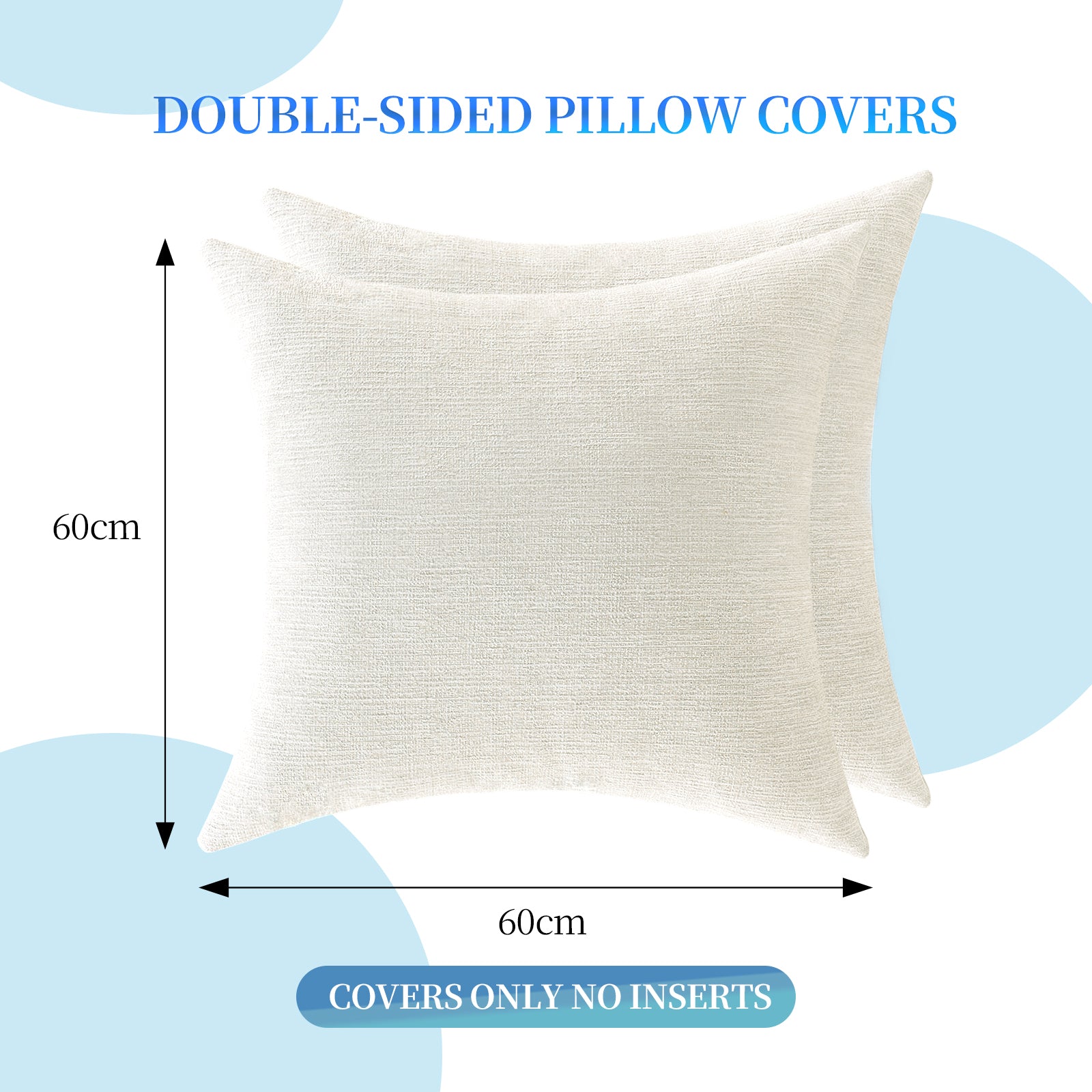 Ystyle 2 Pieces Linen Cushion Covers 60 x 60 cm, Decorative Sofa Cushion Covers, Invisible Zipper, Modern, Comfortable Sturdy, for Living Room, Bedroom