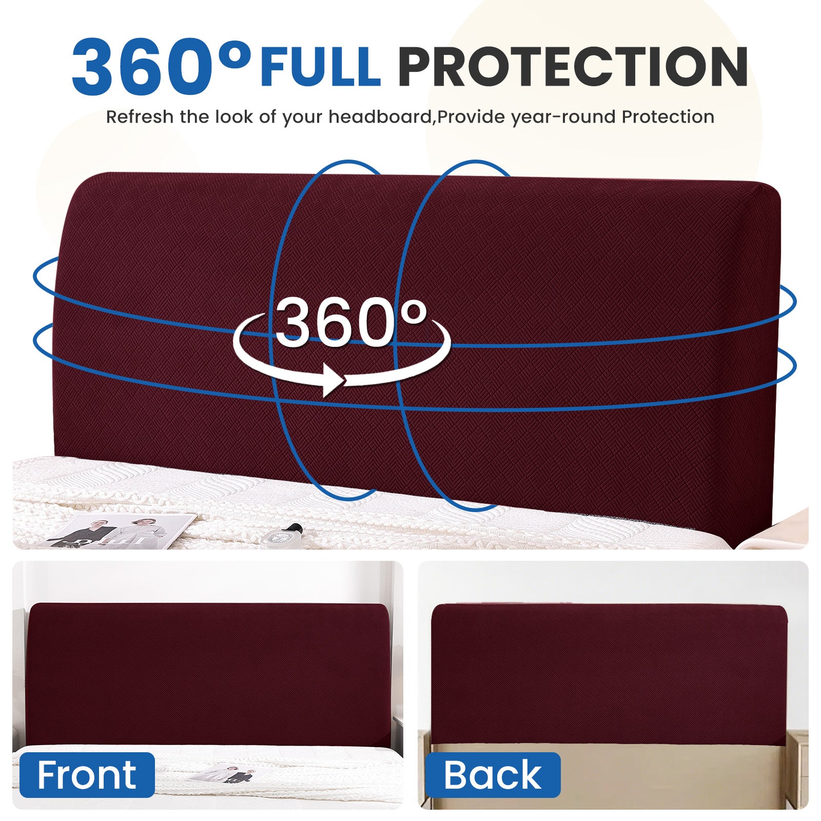 Ystyle 120cm Single Bed Headboard Cover Elasticated Headboard Slipcover, Universal Washable Single Bed Headboard Cover, Dust-Proof Headboard Protector