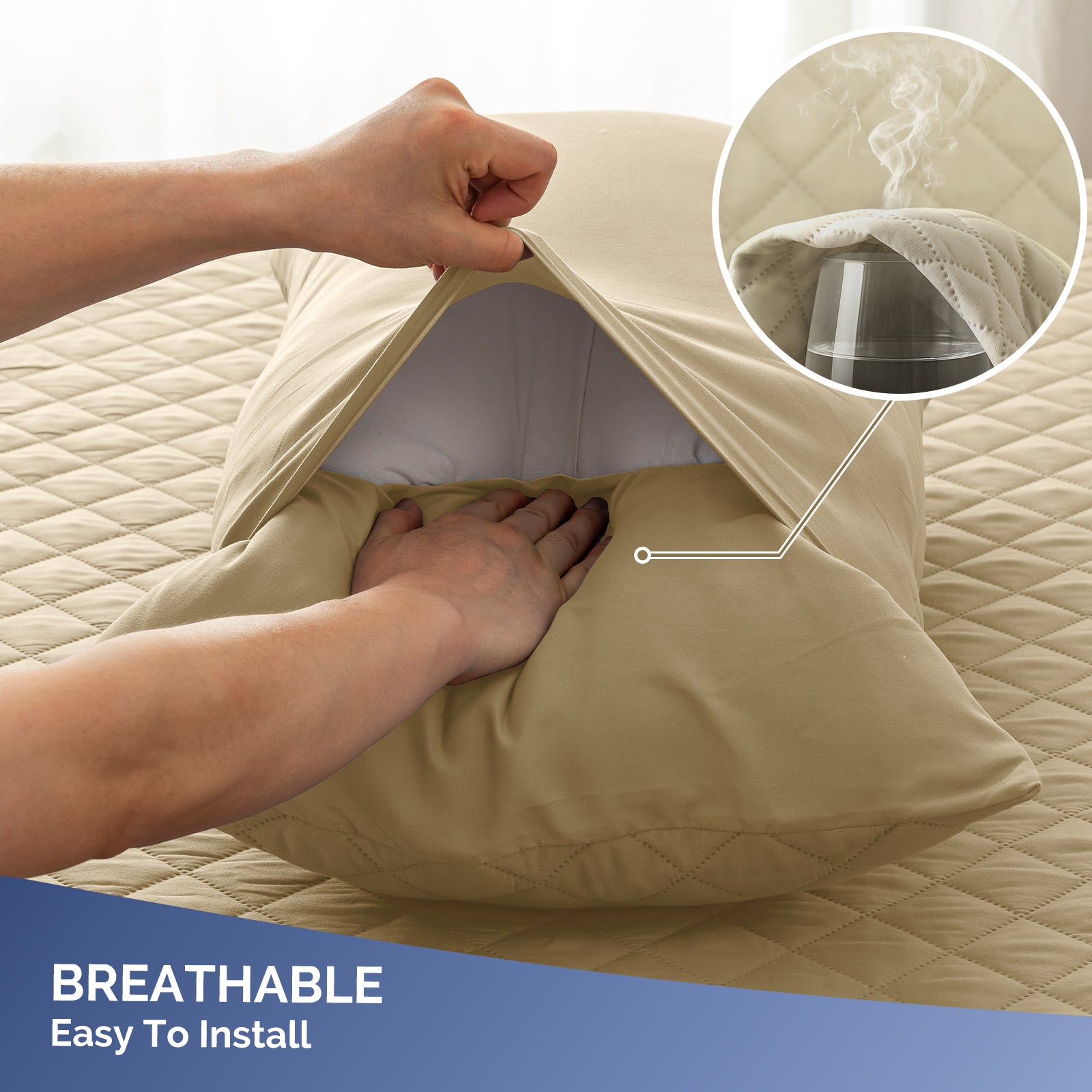 YSTYLE 2 Waterproof Pillowcases 50x80cm Breathable Anti Mite-YSTYLE