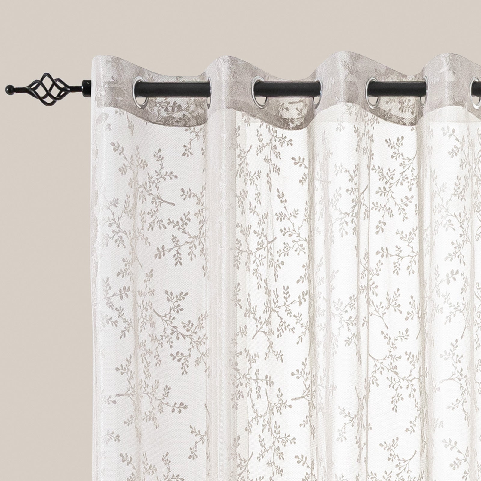 YSTYLE 2 Pieces Semi Sheer Lace Curtains Eyelets-YSTYLE