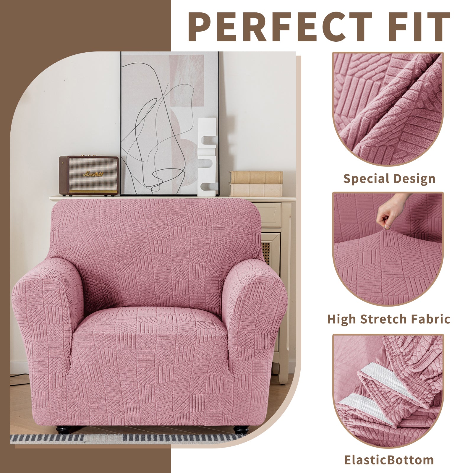 Copertura per divano a 1 posto YSTYLE Stretch 78-116cm con motivo geometrico